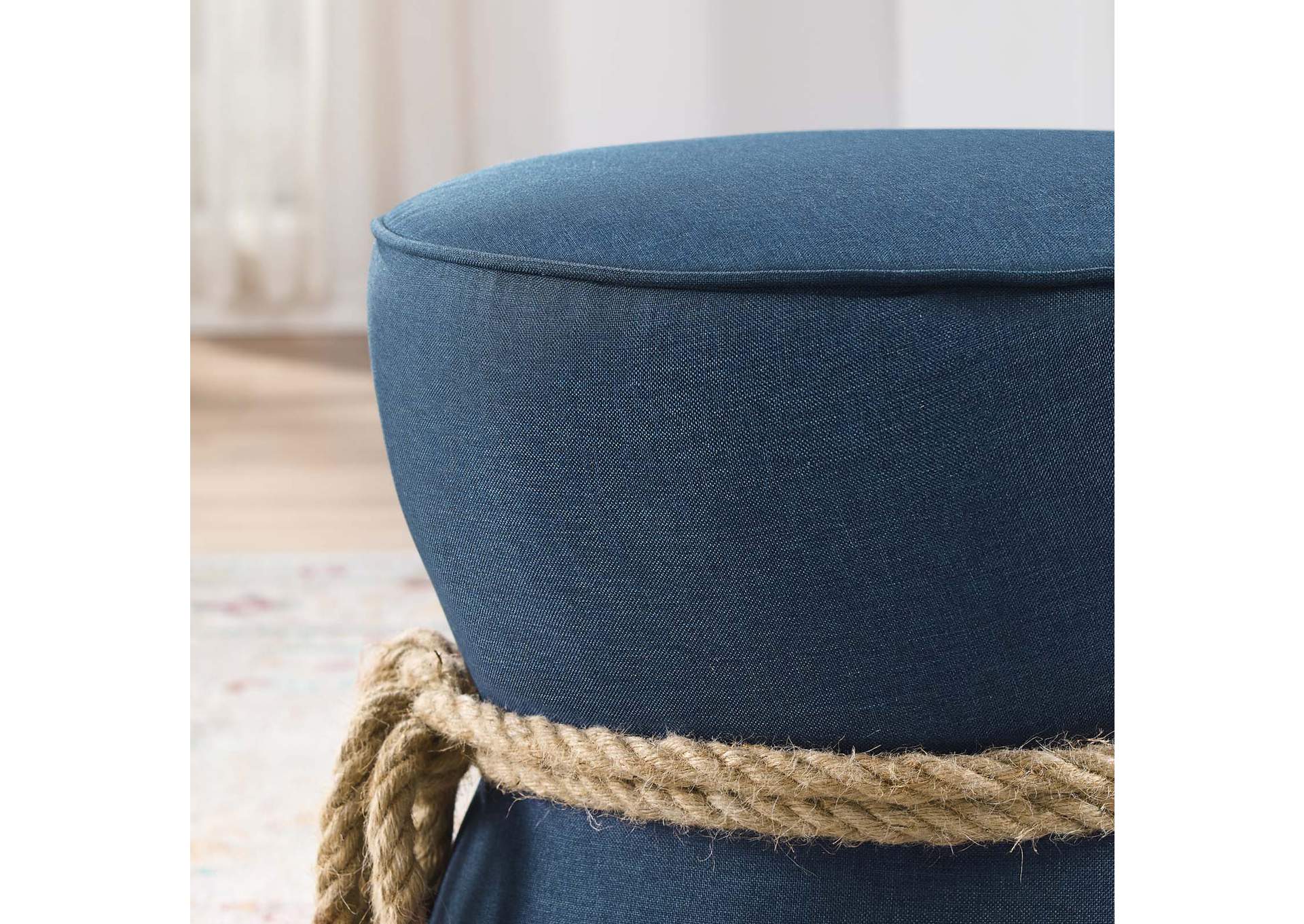 Blue Beat Nautical Rope Upholstered Fabric Ottoman,Modway