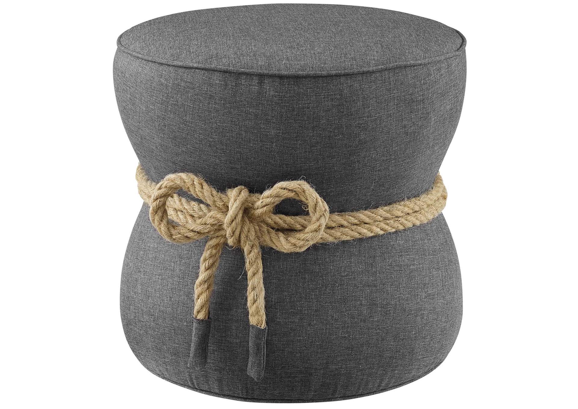 Gray Beat Nautical Rope Upholstered Fabric Ottoman,Modway