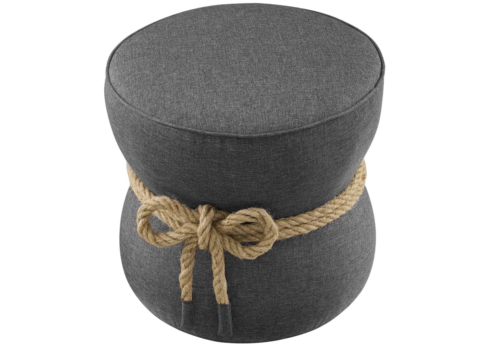 Gray Beat Nautical Rope Upholstered Fabric Ottoman,Modway