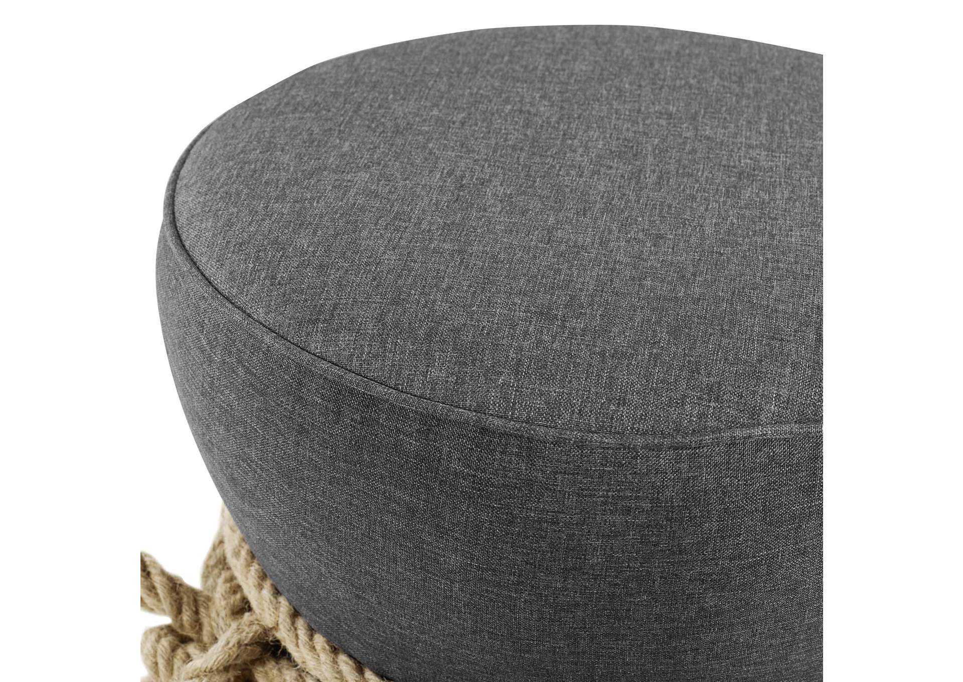 Gray Beat Nautical Rope Upholstered Fabric Ottoman,Modway