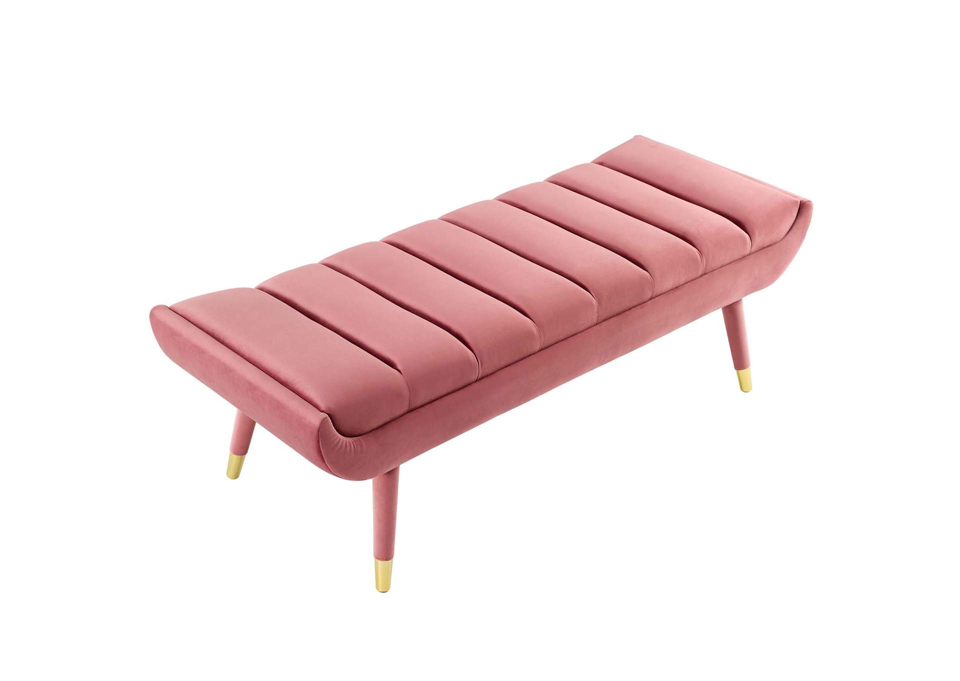 Dusty Rose Guess Channel Tufted Performance Velvet Accent Bench,Modway