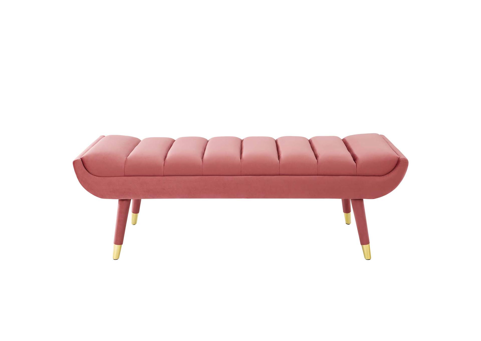Dusty Rose Guess Channel Tufted Performance Velvet Accent Bench,Modway