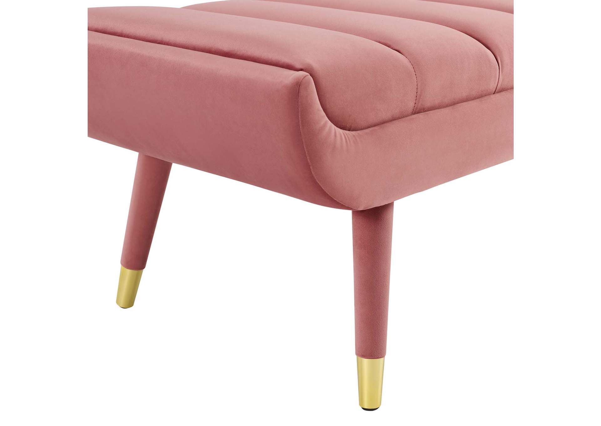 Dusty Rose Guess Channel Tufted Performance Velvet Accent Bench,Modway