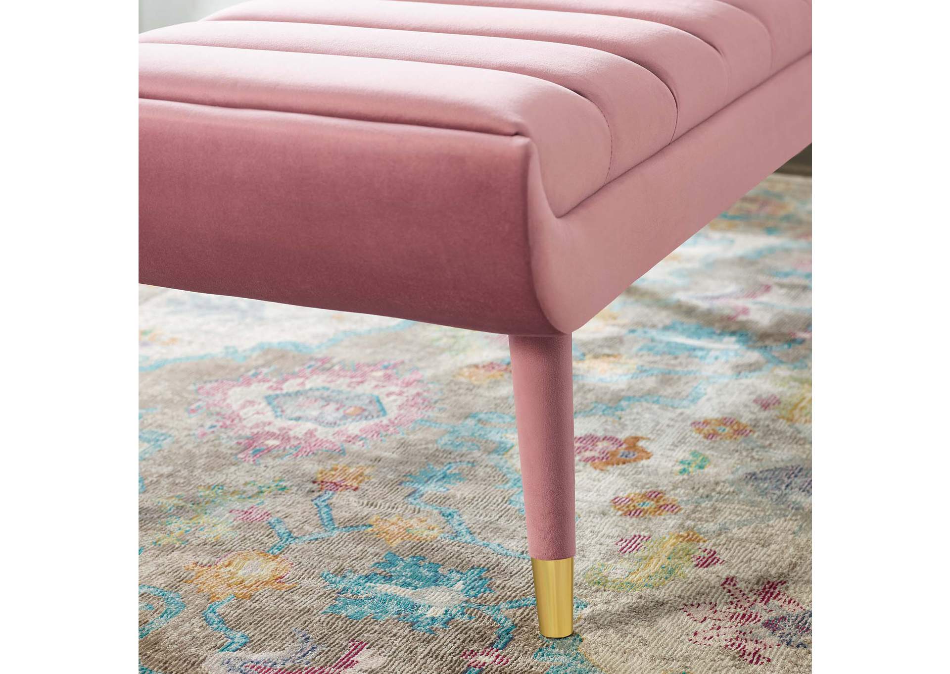 Dusty Rose Guess Channel Tufted Performance Velvet Accent Bench,Modway