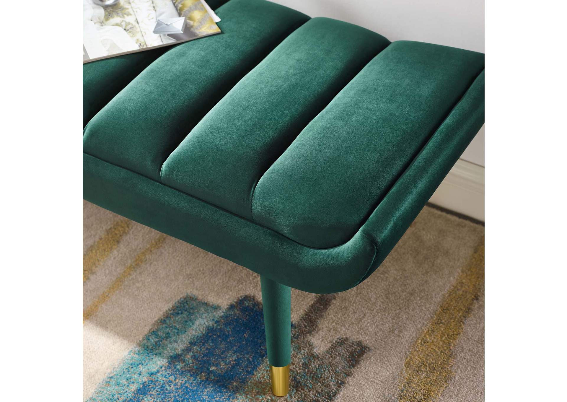 Guess Green Channel Tufted Performance Velvet Accent Bench,Modway