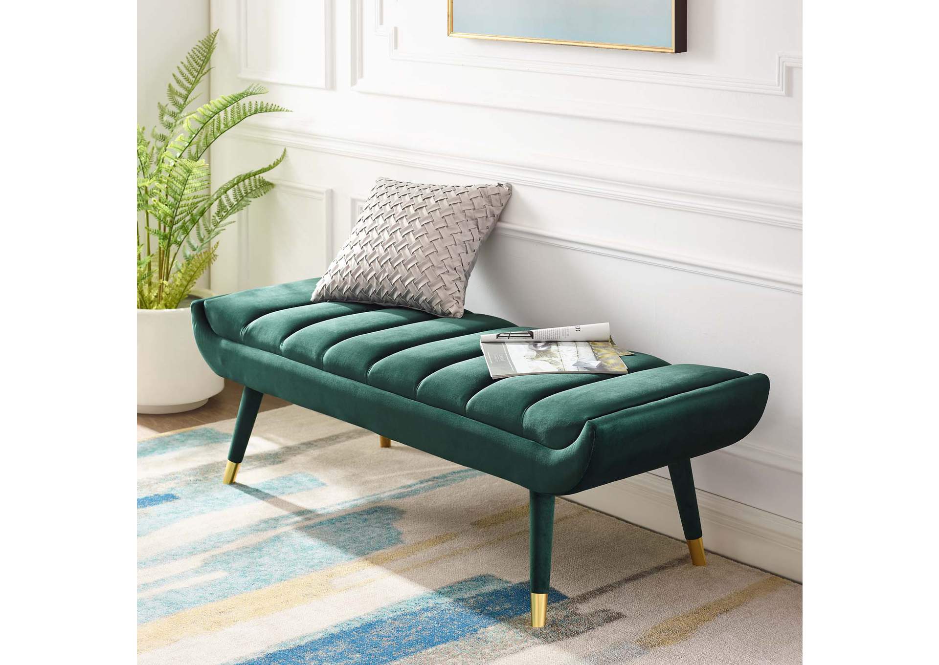 Guess Green Channel Tufted Performance Velvet Accent Bench,Modway