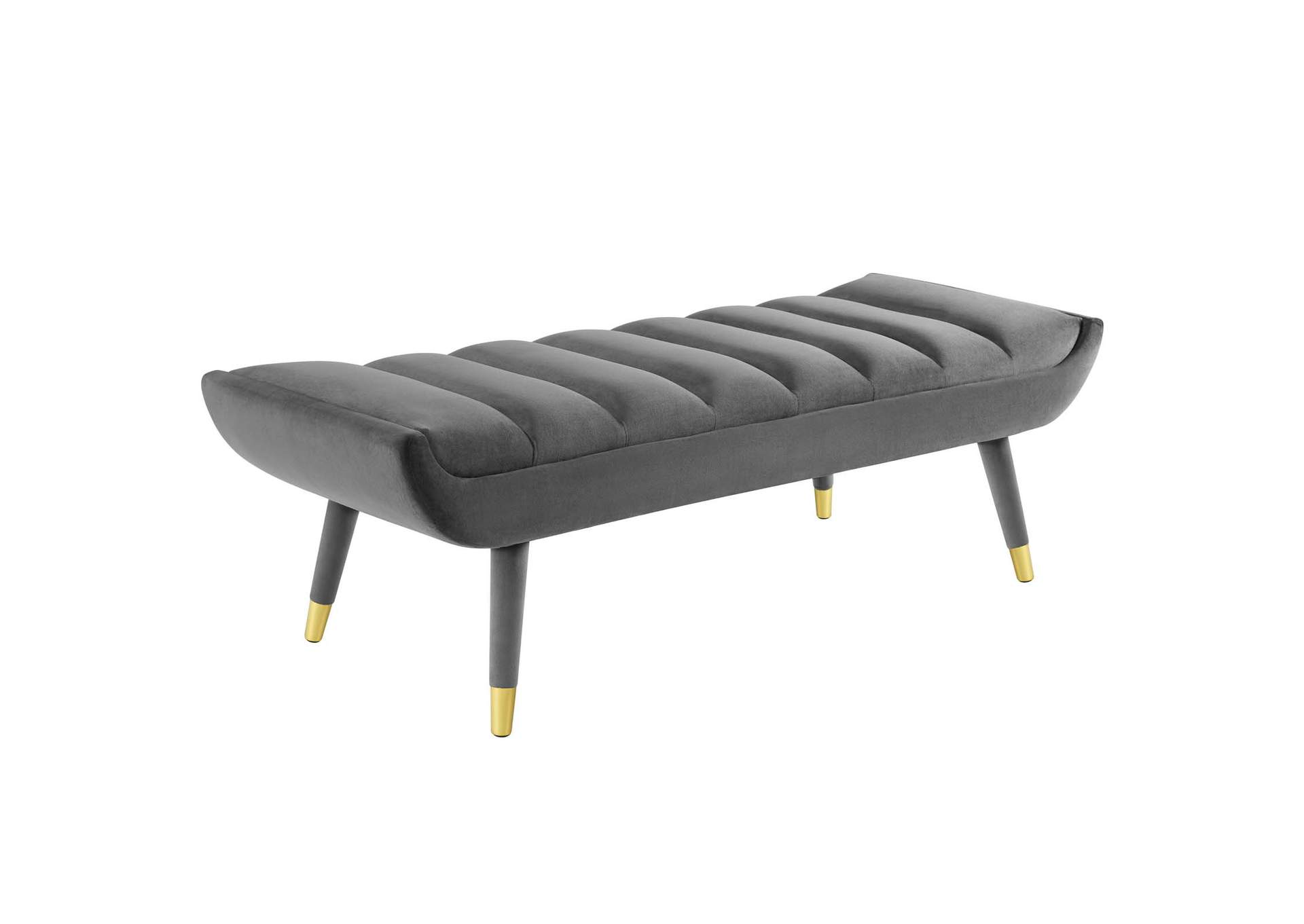 Gray Guess Channel Tufted Performance Velvet Accent Bench,Modway