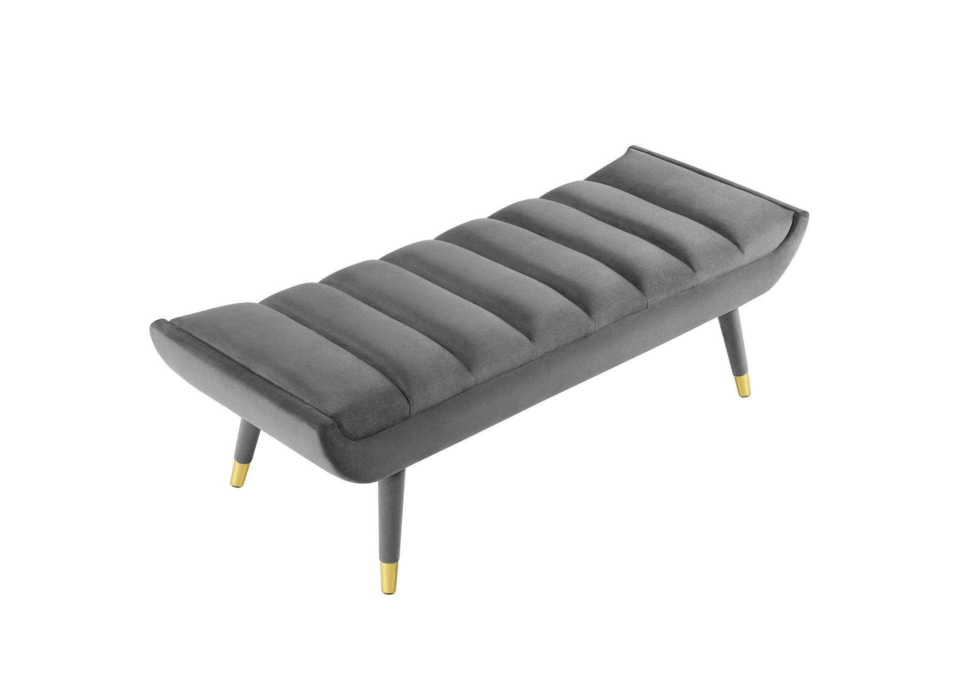 Gray Guess Channel Tufted Performance Velvet Accent Bench,Modway
