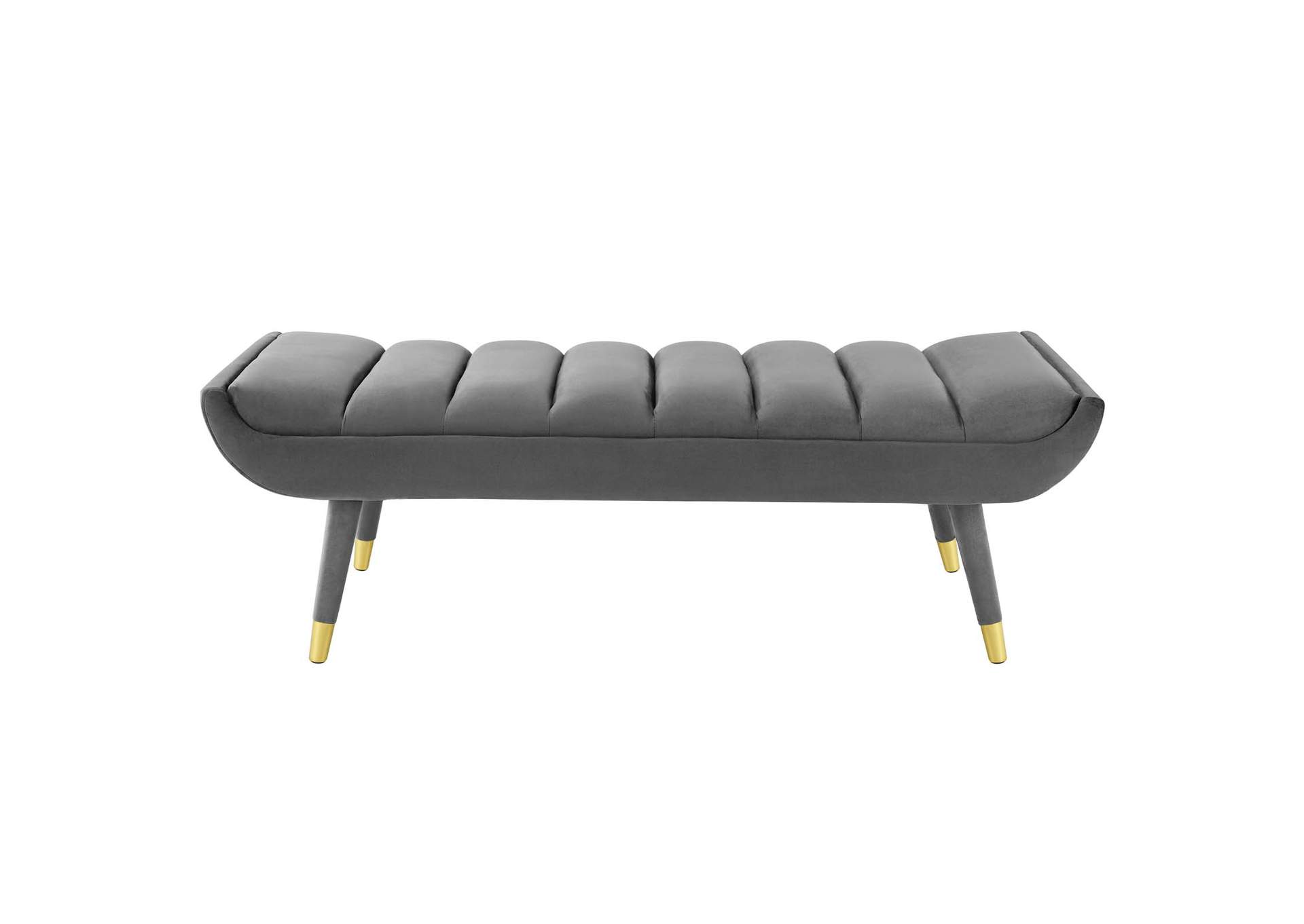 Gray Guess Channel Tufted Performance Velvet Accent Bench,Modway