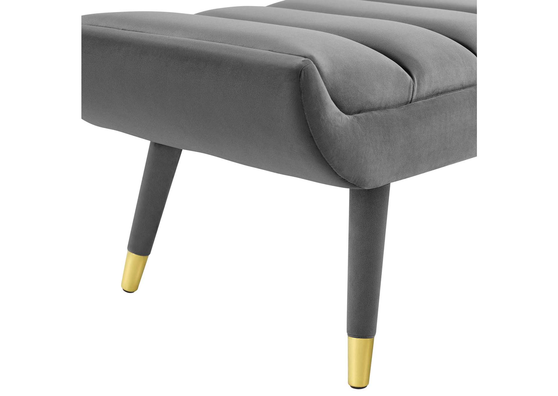 Gray Guess Channel Tufted Performance Velvet Accent Bench,Modway