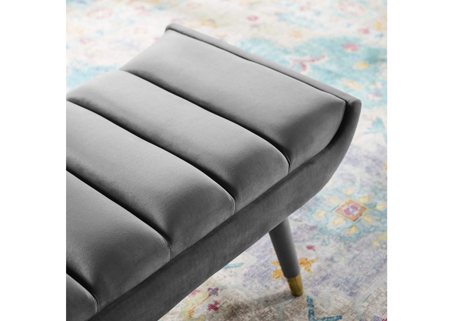 Gray Guess Channel Tufted Performance Velvet Accent Bench,Modway