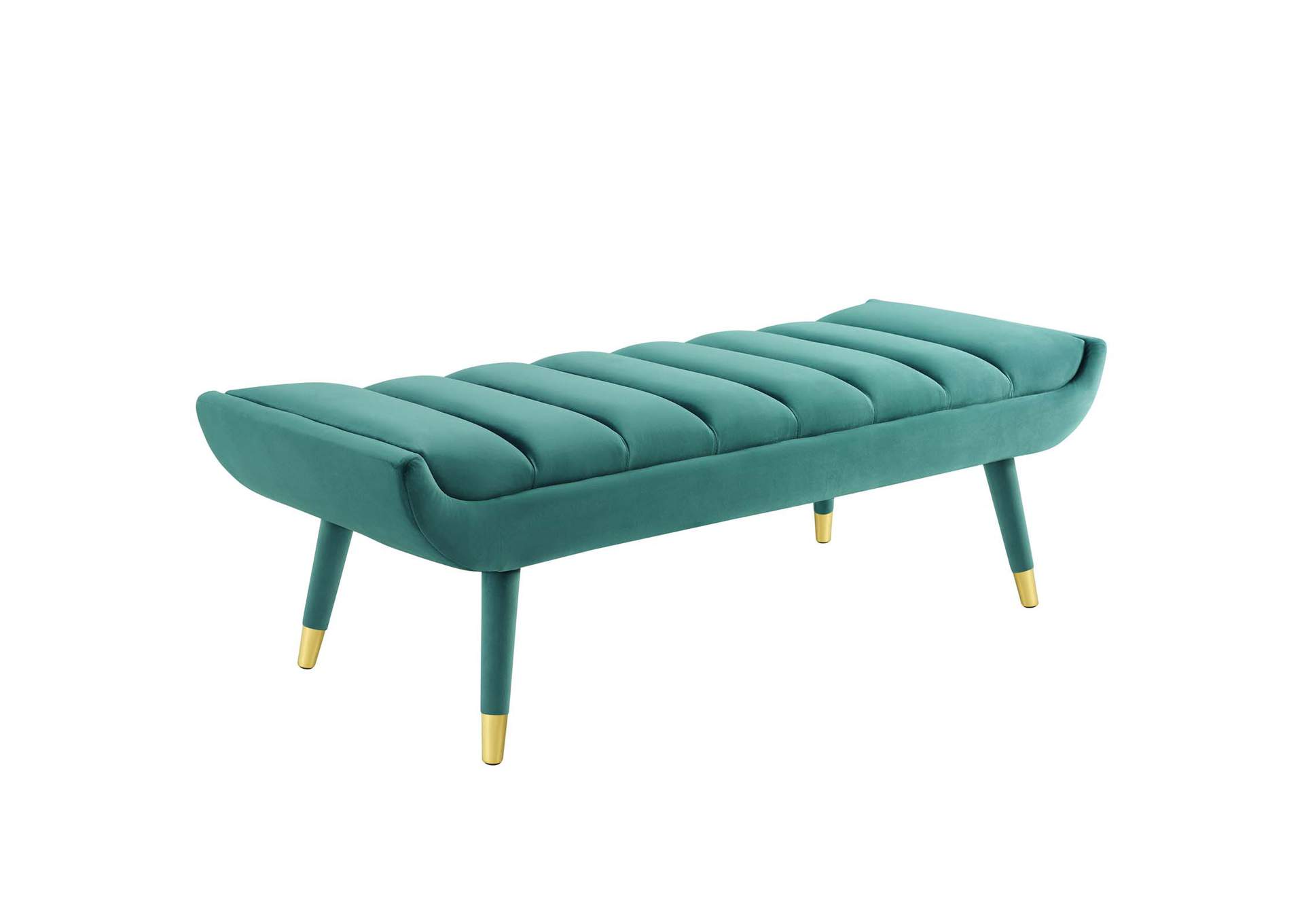 Teal Guess Channel Tufted Performance Velvet Accent Bench,Modway