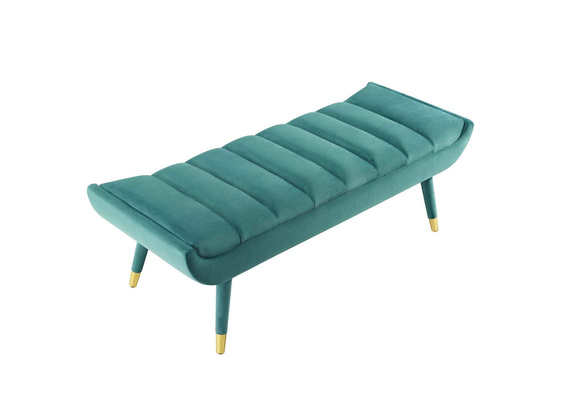 Teal Guess Channel Tufted Performance Velvet Accent Bench,Modway