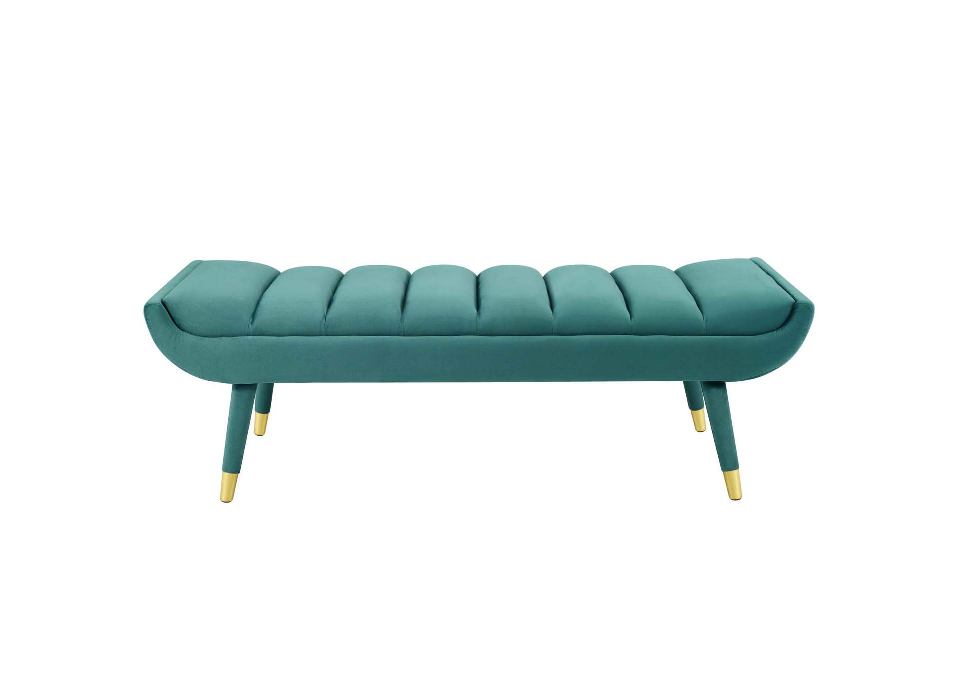 Teal Guess Channel Tufted Performance Velvet Accent Bench,Modway