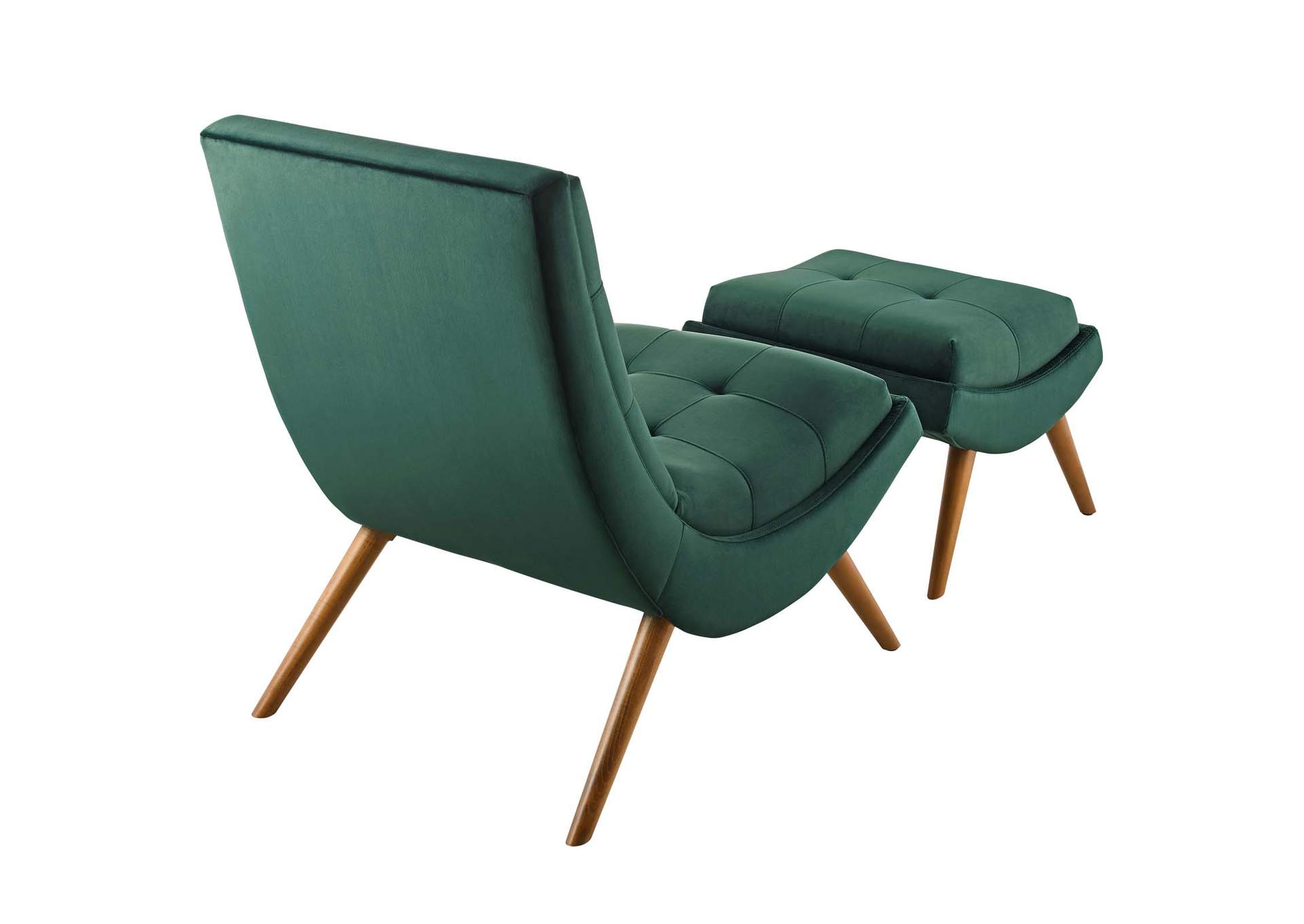 Green Ramp Upholstered Performance Velvet Lounge Chair and Ottoman Set,Modway