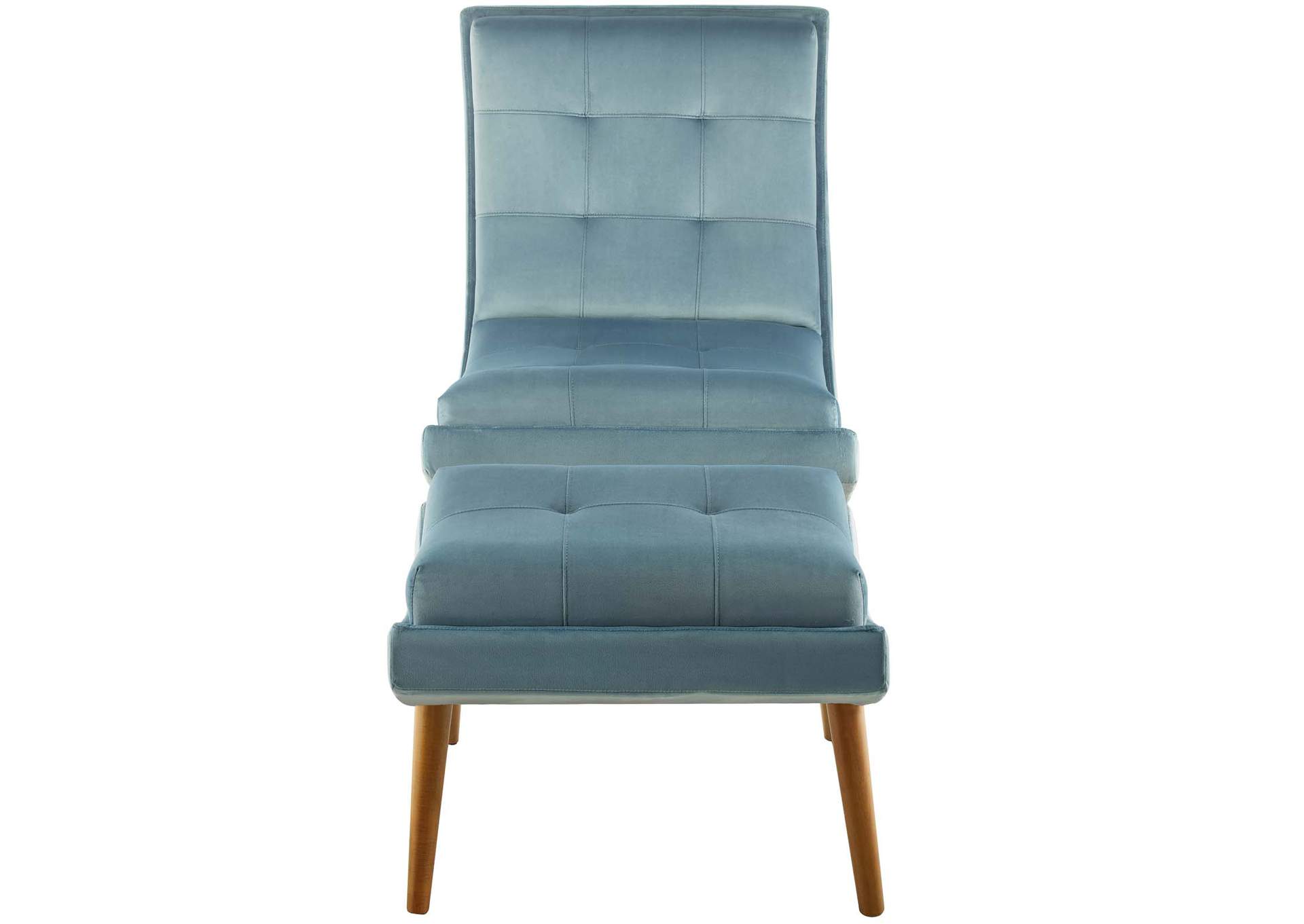 Light Blue Ramp Upholstered Performance Velvet Lounge Chair and Ottoman Set,Modway