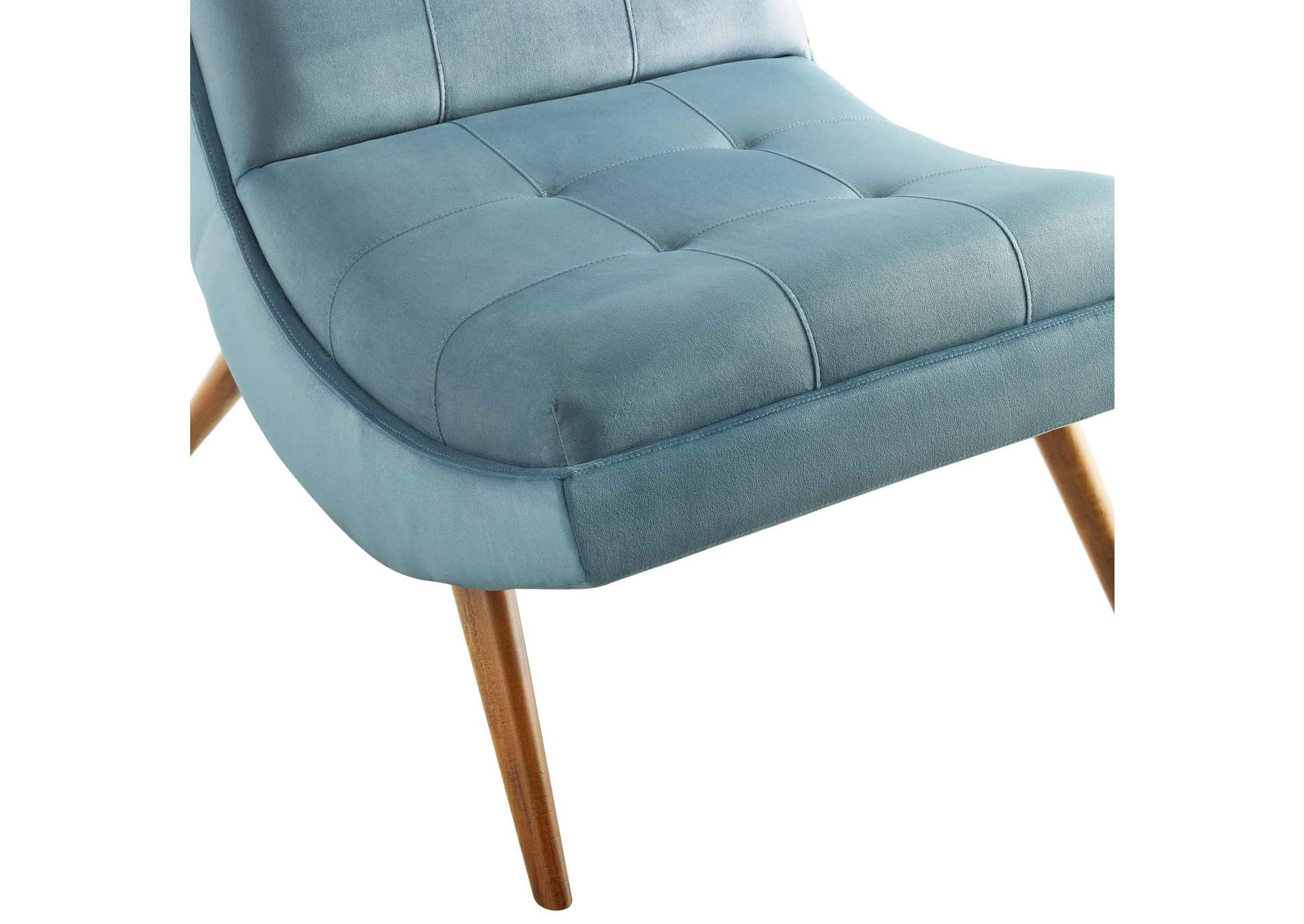 Light Blue Ramp Upholstered Performance Velvet Lounge Chair and Ottoman Set,Modway