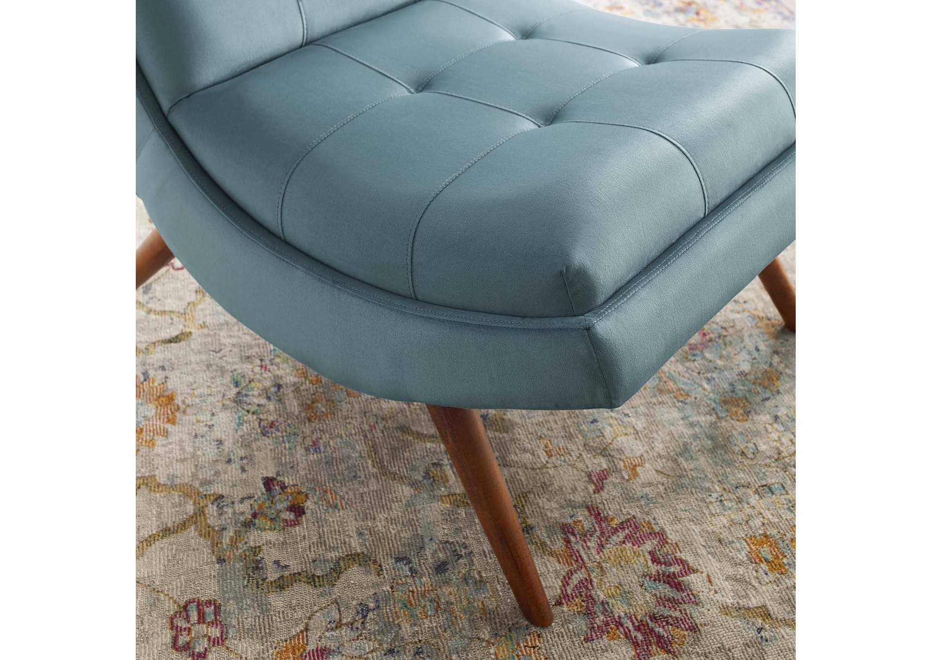 Light Blue Ramp Upholstered Performance Velvet Lounge Chair and Ottoman Set,Modway