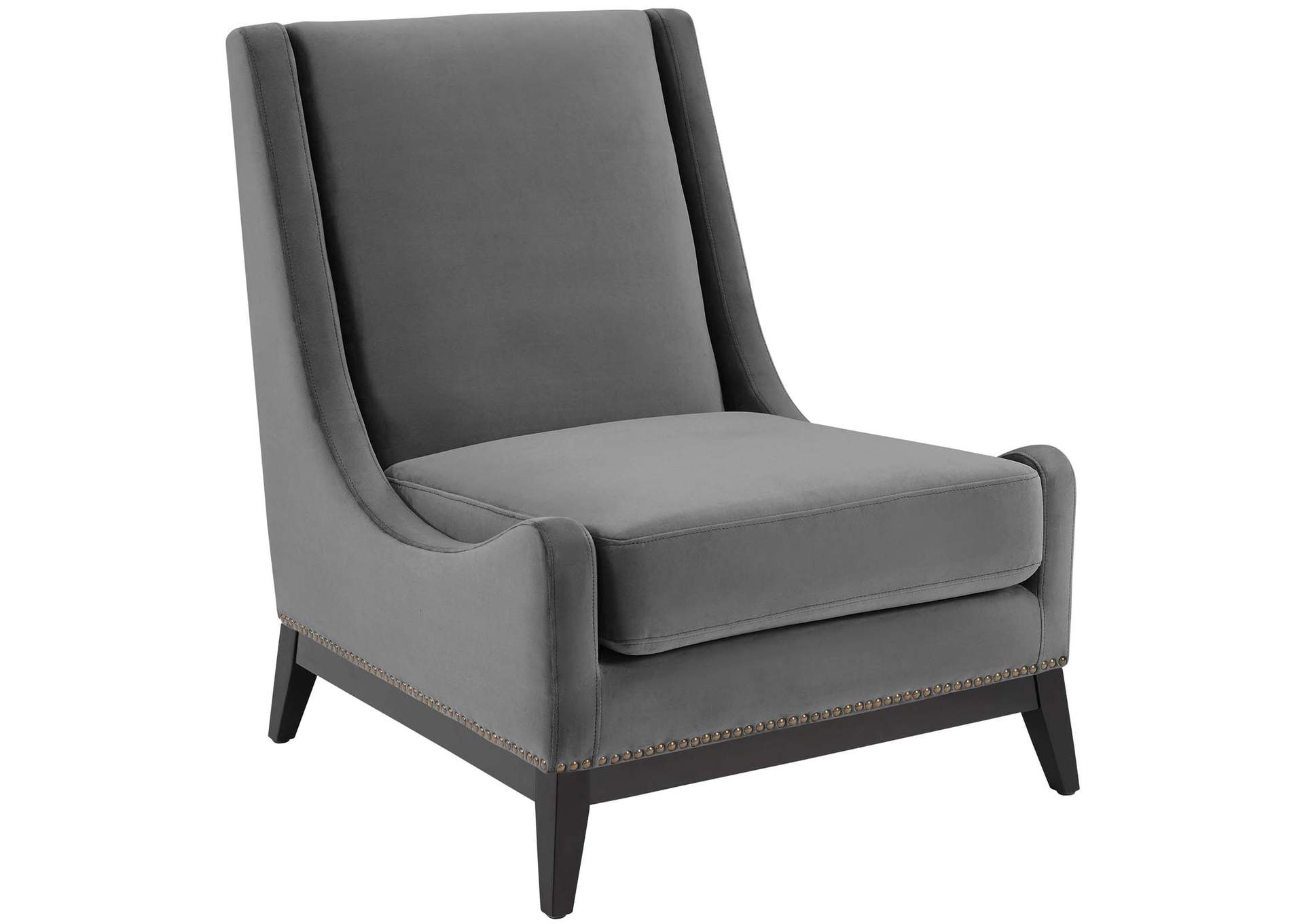 Gray Confident Accent Upholstered Performance Velvet Lounge Chair,Modway