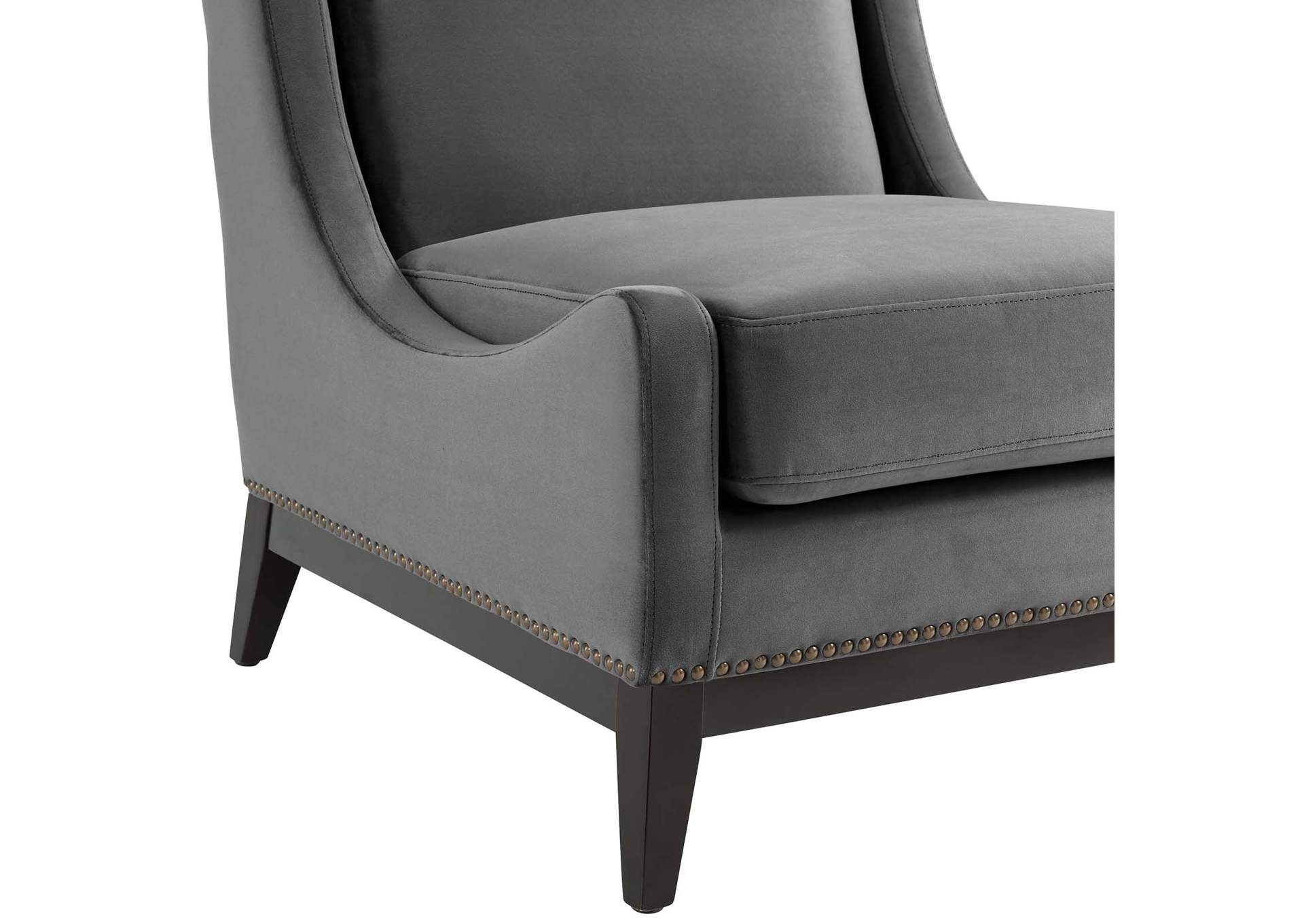 Gray Confident Accent Upholstered Performance Velvet Lounge Chair,Modway