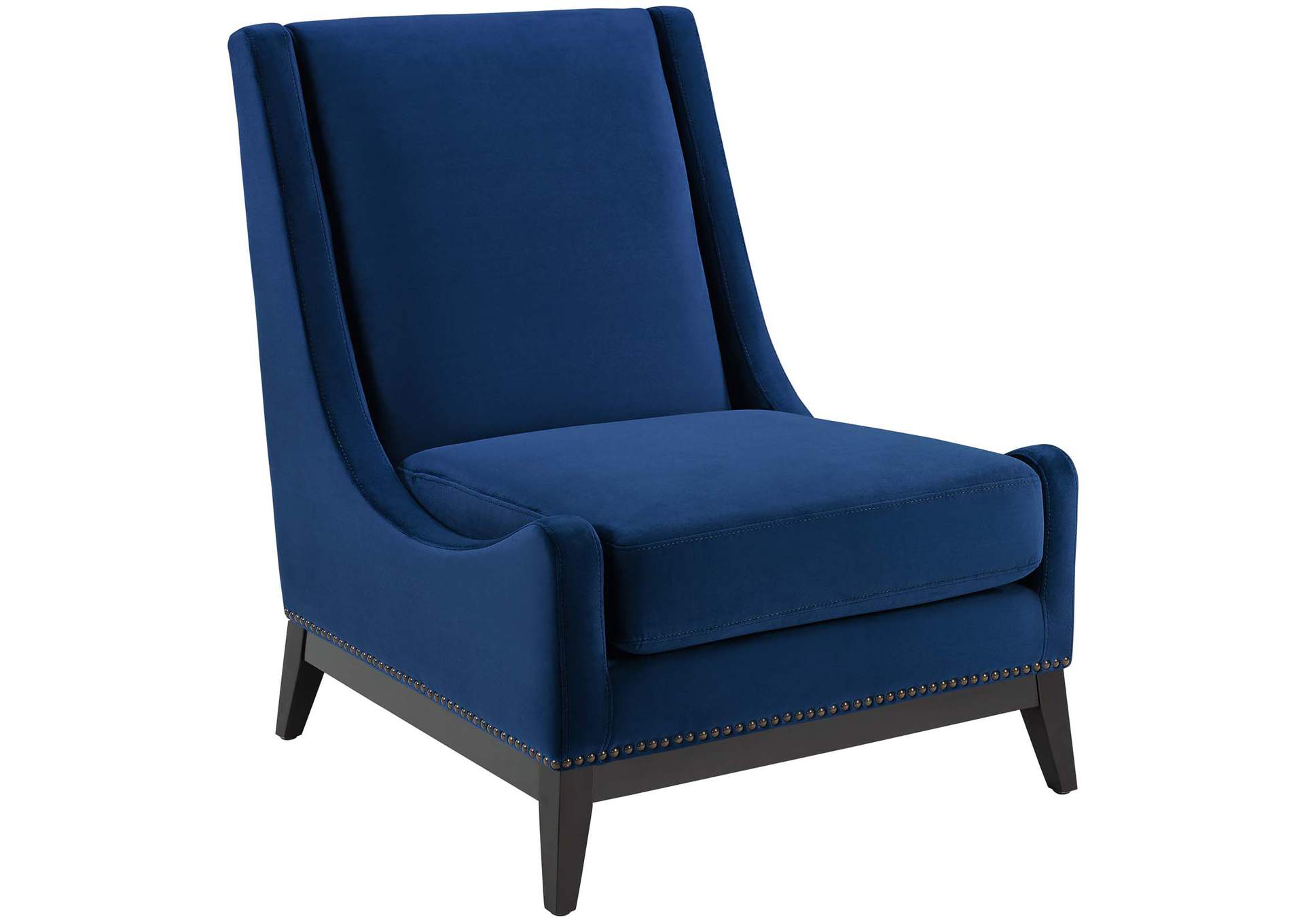 Navy Confident Accent Upholstered Performance Velvet Lounge Chair,Modway