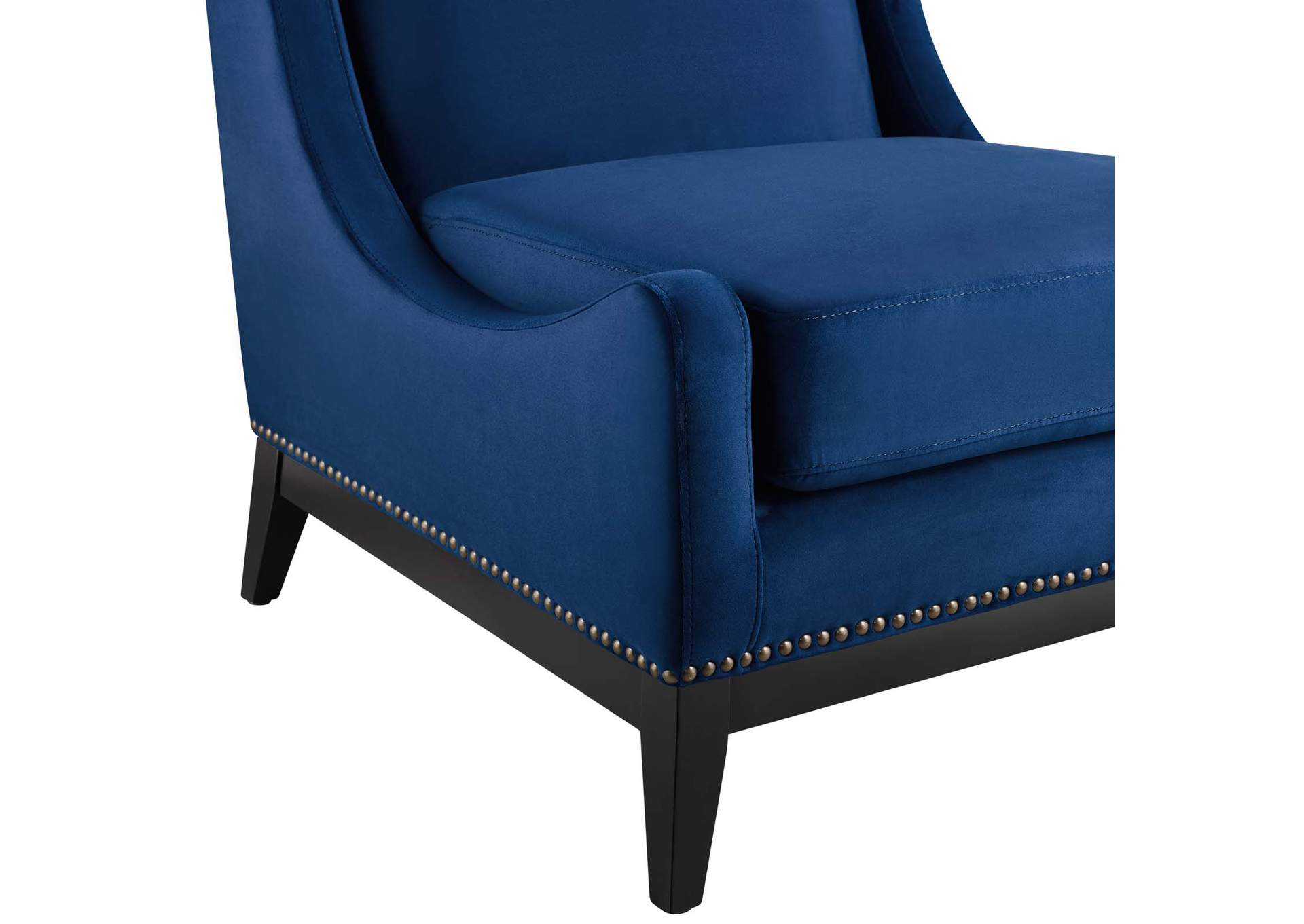 Navy Confident Accent Upholstered Performance Velvet Lounge Chair,Modway