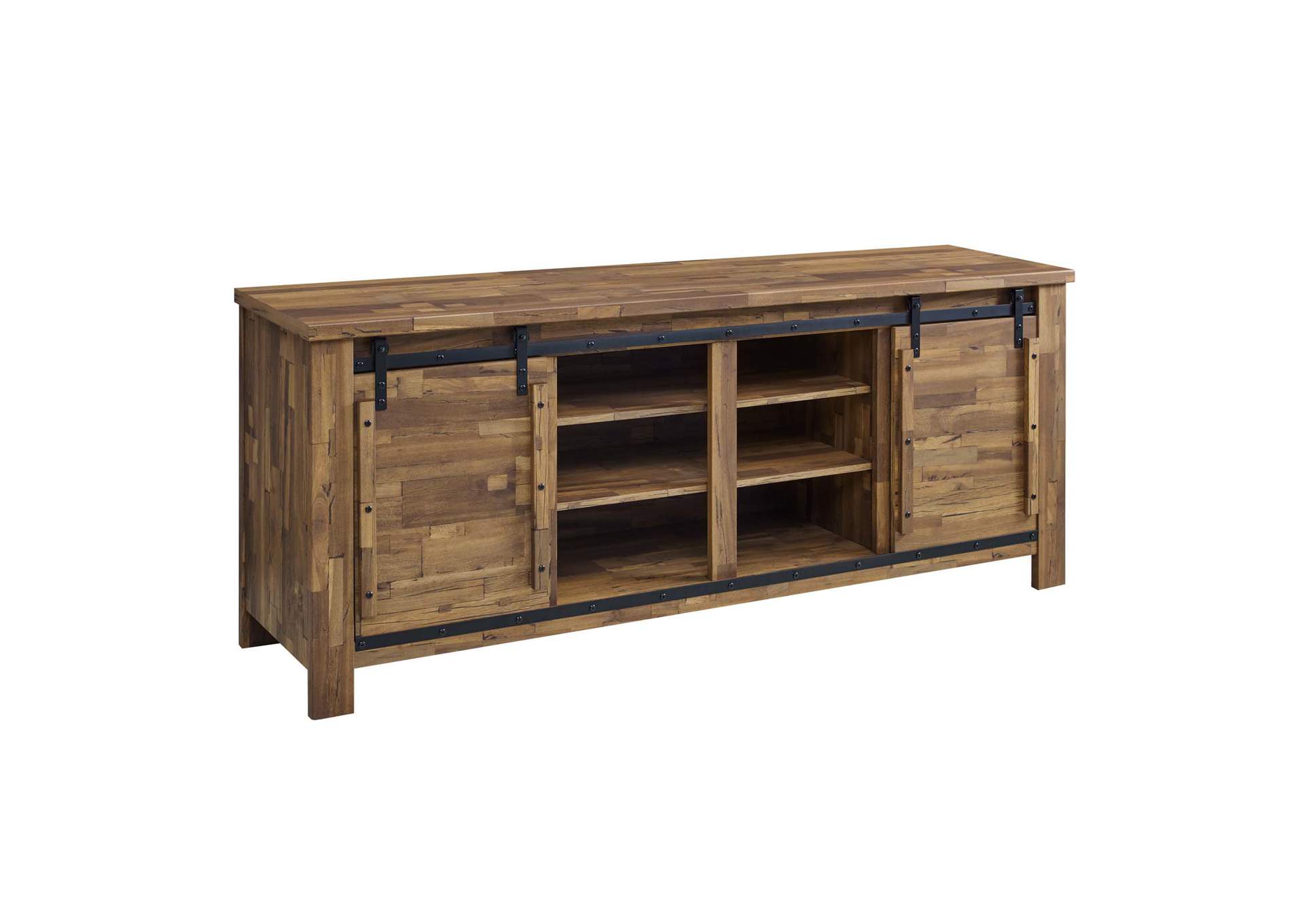 Walnut Cheshire 71" Rustic Sliding Door TV Stand,Modway