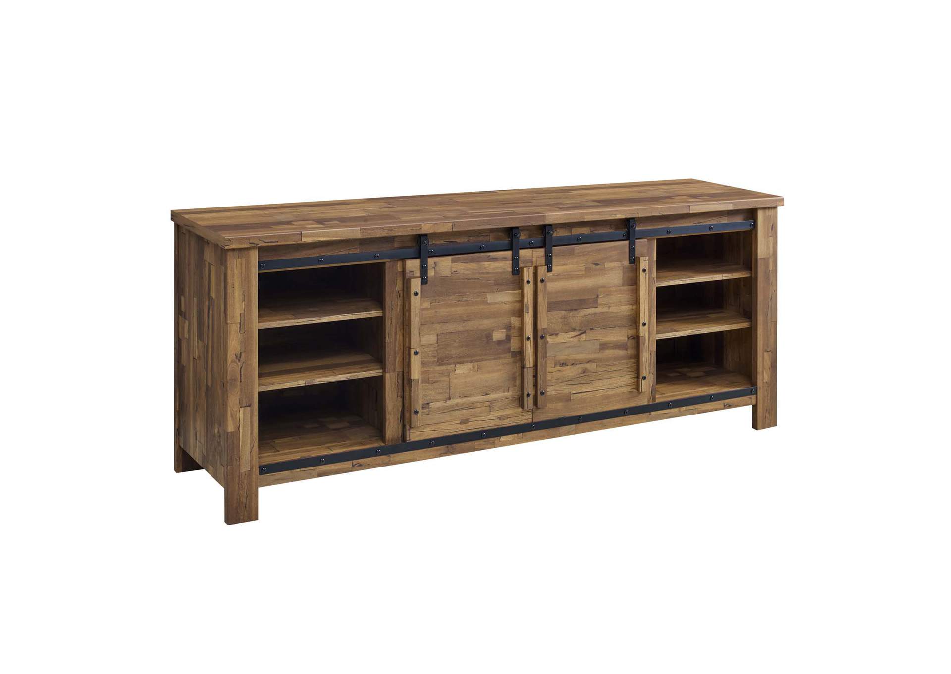 Walnut Cheshire 71" Rustic Sliding Door TV Stand,Modway