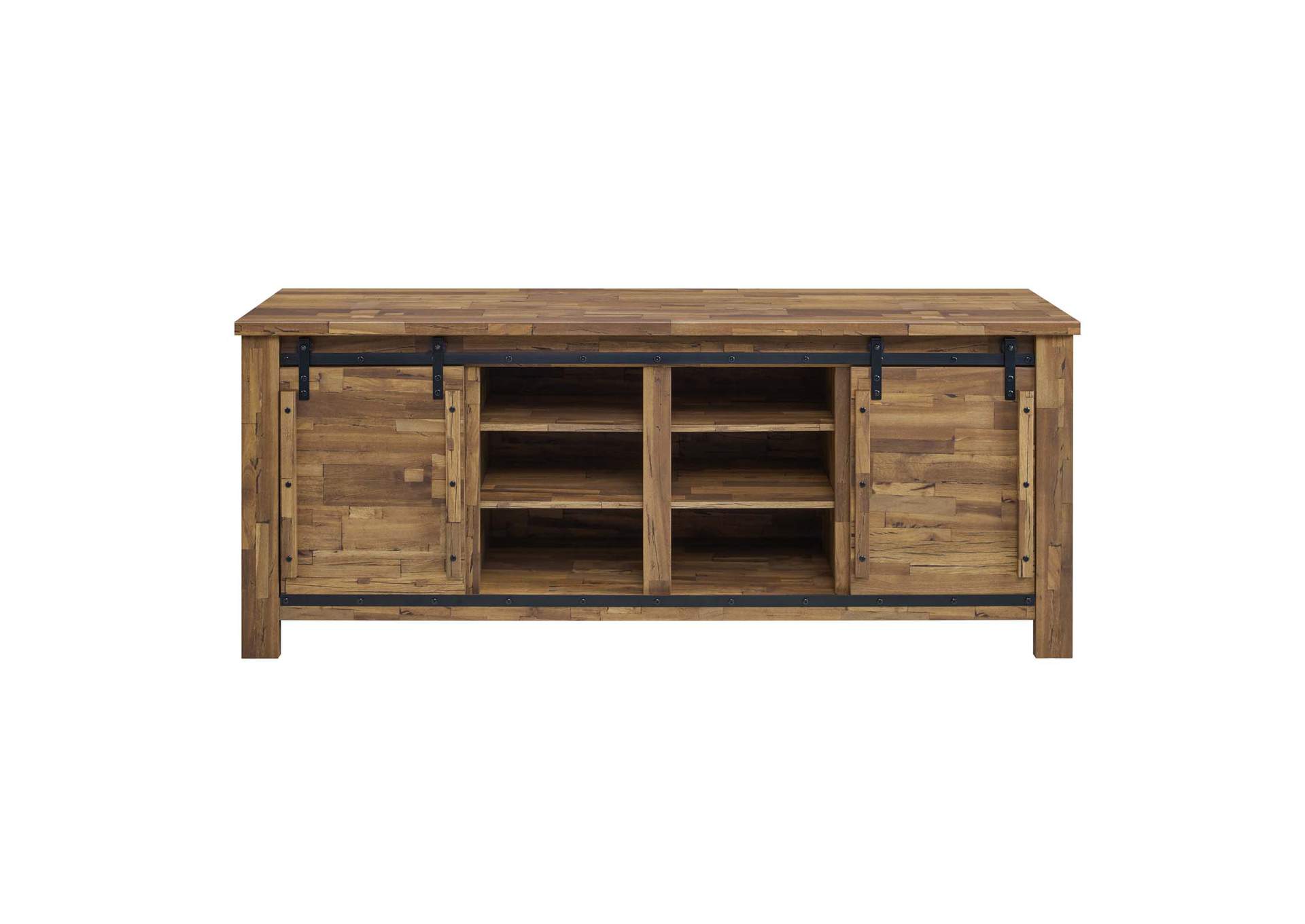 Walnut Cheshire 71" Rustic Sliding Door TV Stand,Modway