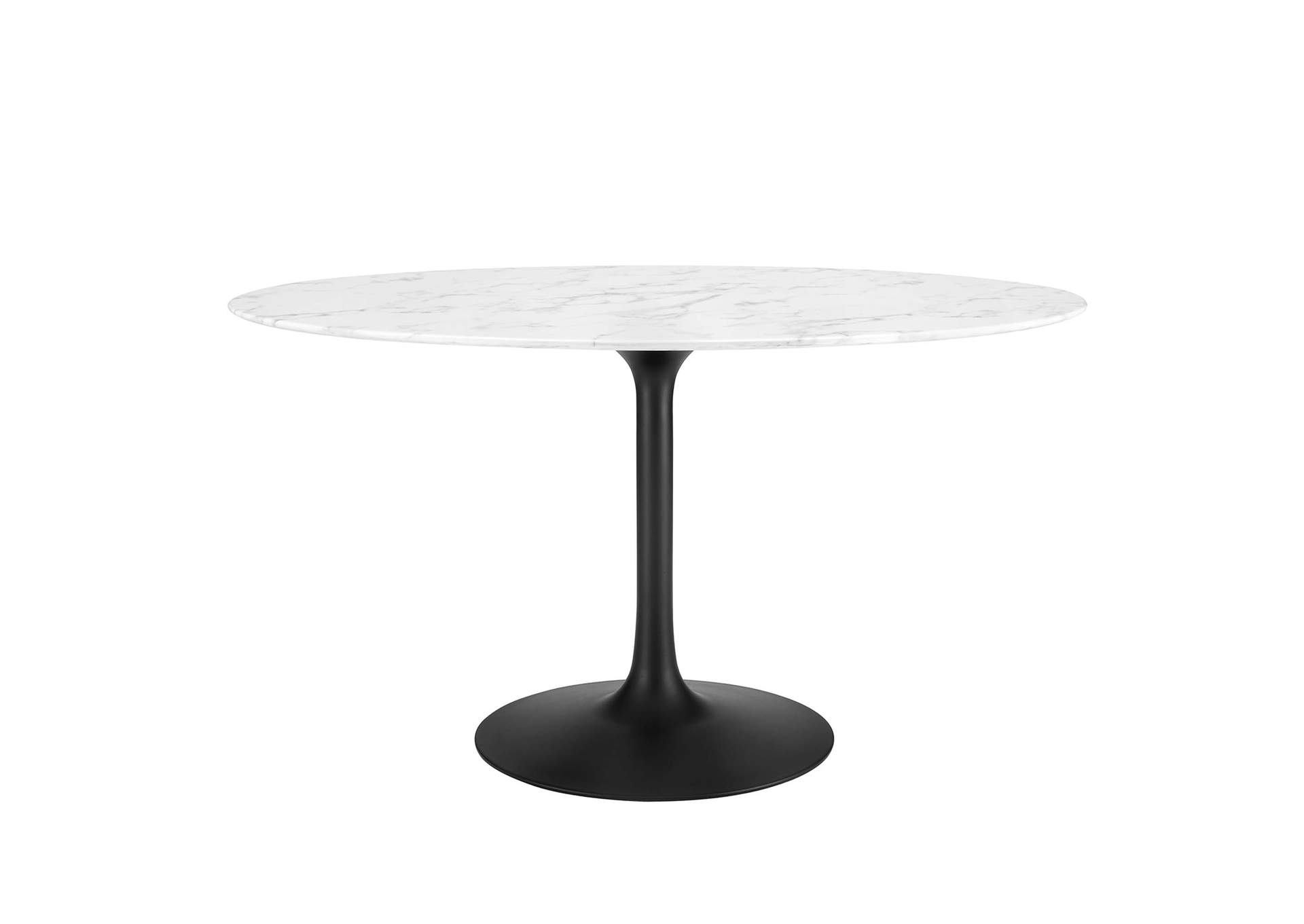 Black White Lippa 54" Oval Artificial Marble Dining Table,Modway