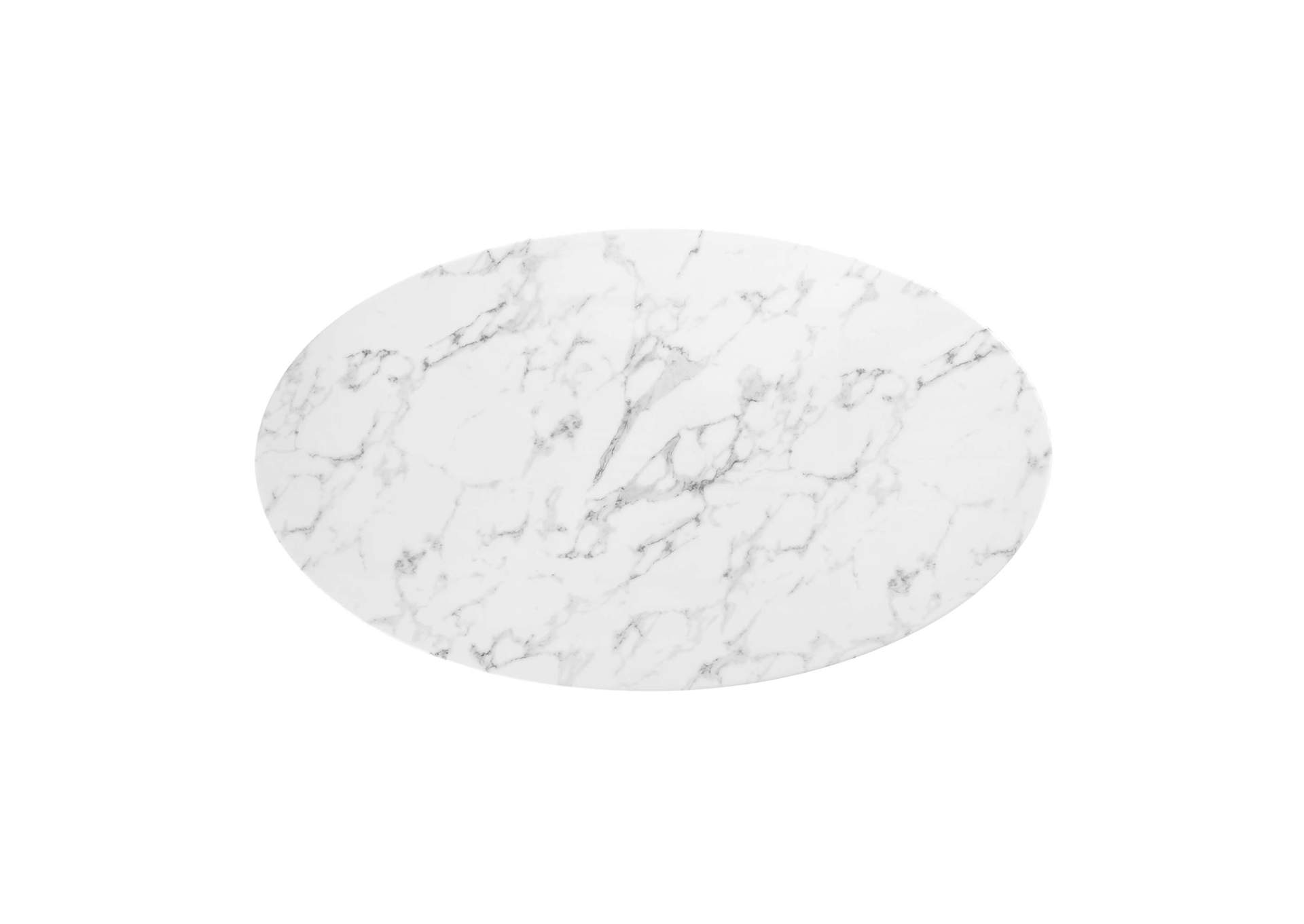 Black White Lippa 54" Oval Artificial Marble Dining Table,Modway