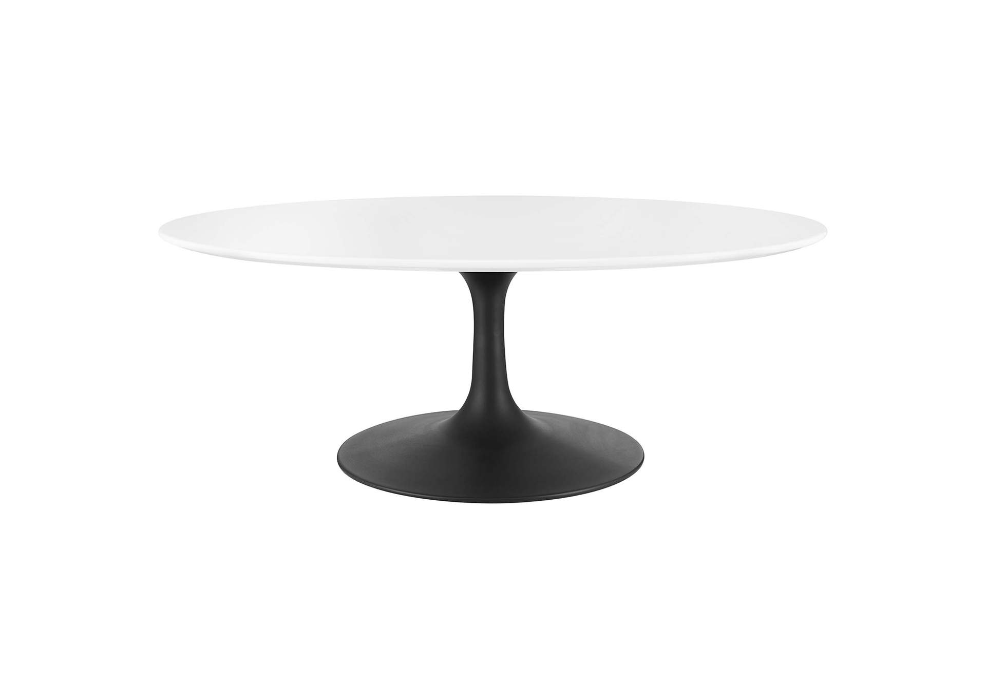 Black White Lippa 42" Oval-Shaped Wood Coffee Table,Modway