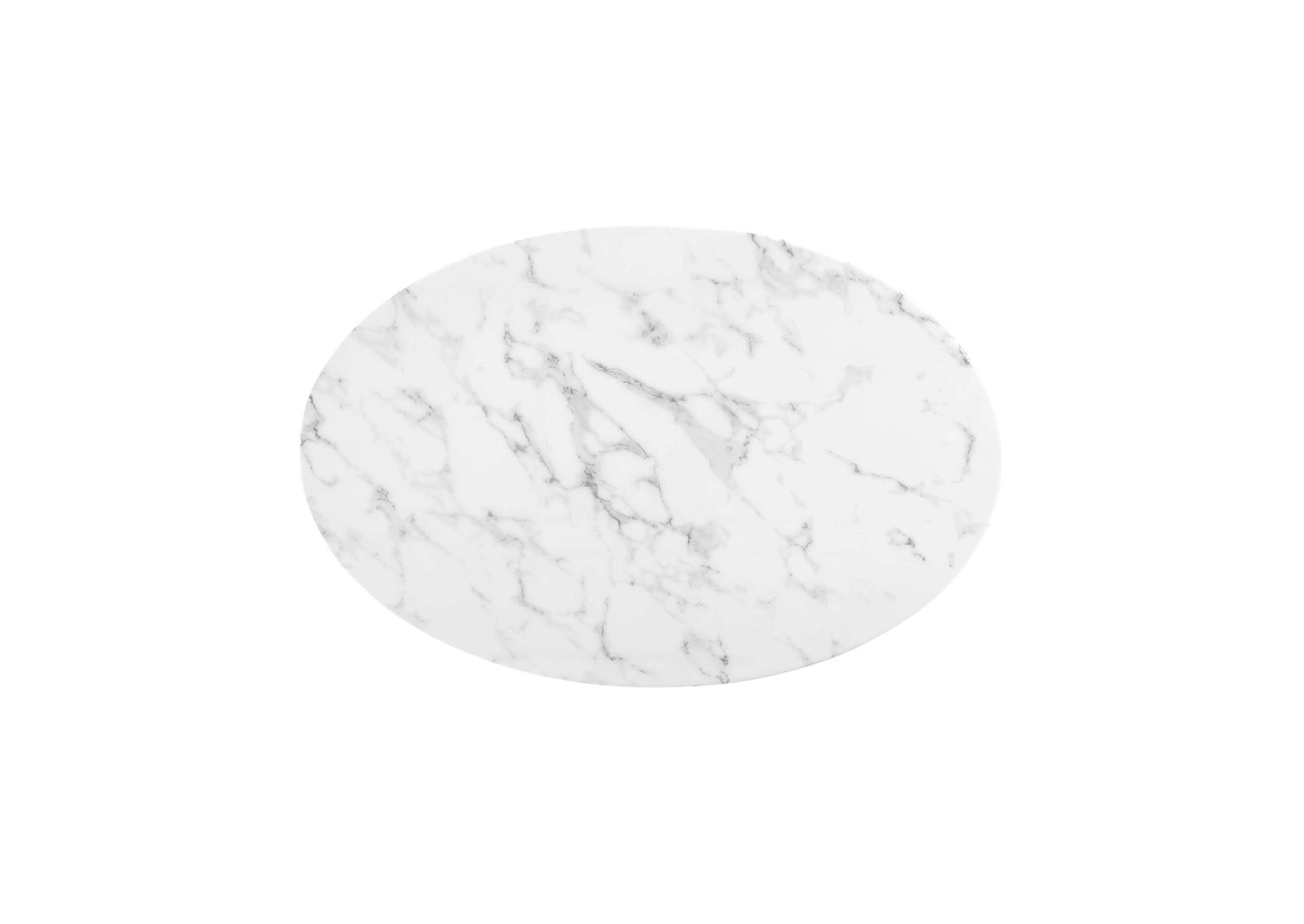 Black White Lippa 42" Oval-Shaped Artificial Marble Coffee Table,Modway