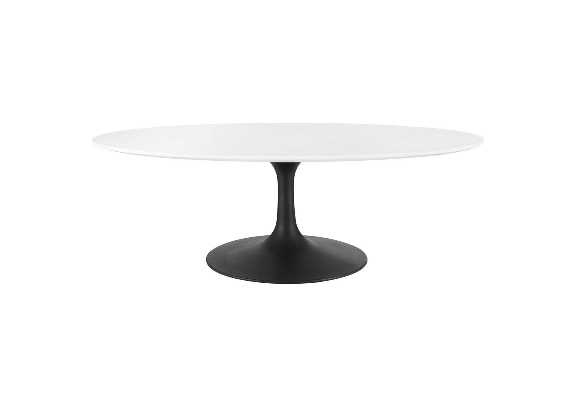 Black White Lippa 48" Oval-Shaped Wood Top Coffee Table,Modway
