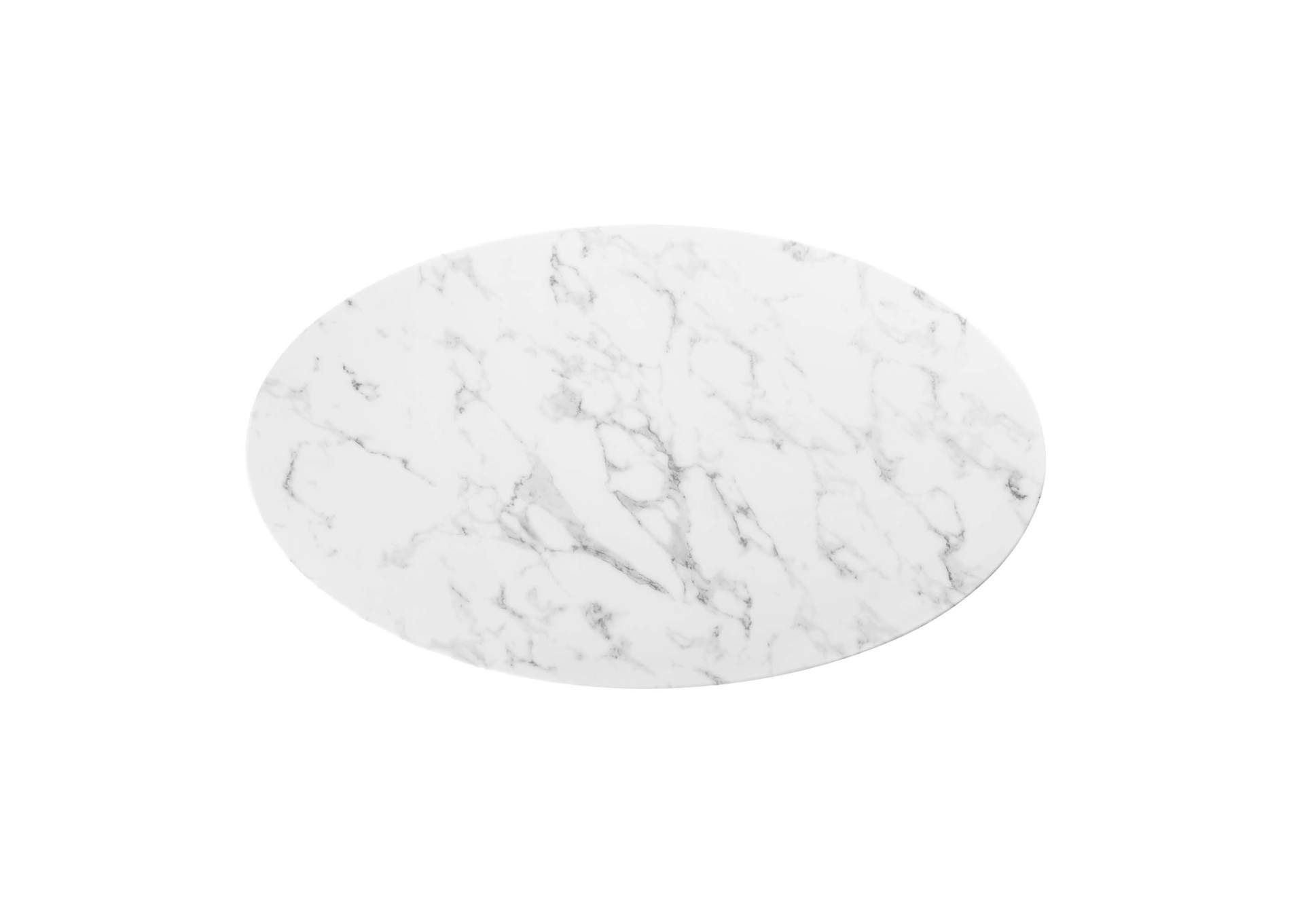 Black White Lippa 48" Oval-Shaped Artificial Marble Coffee Table,Modway