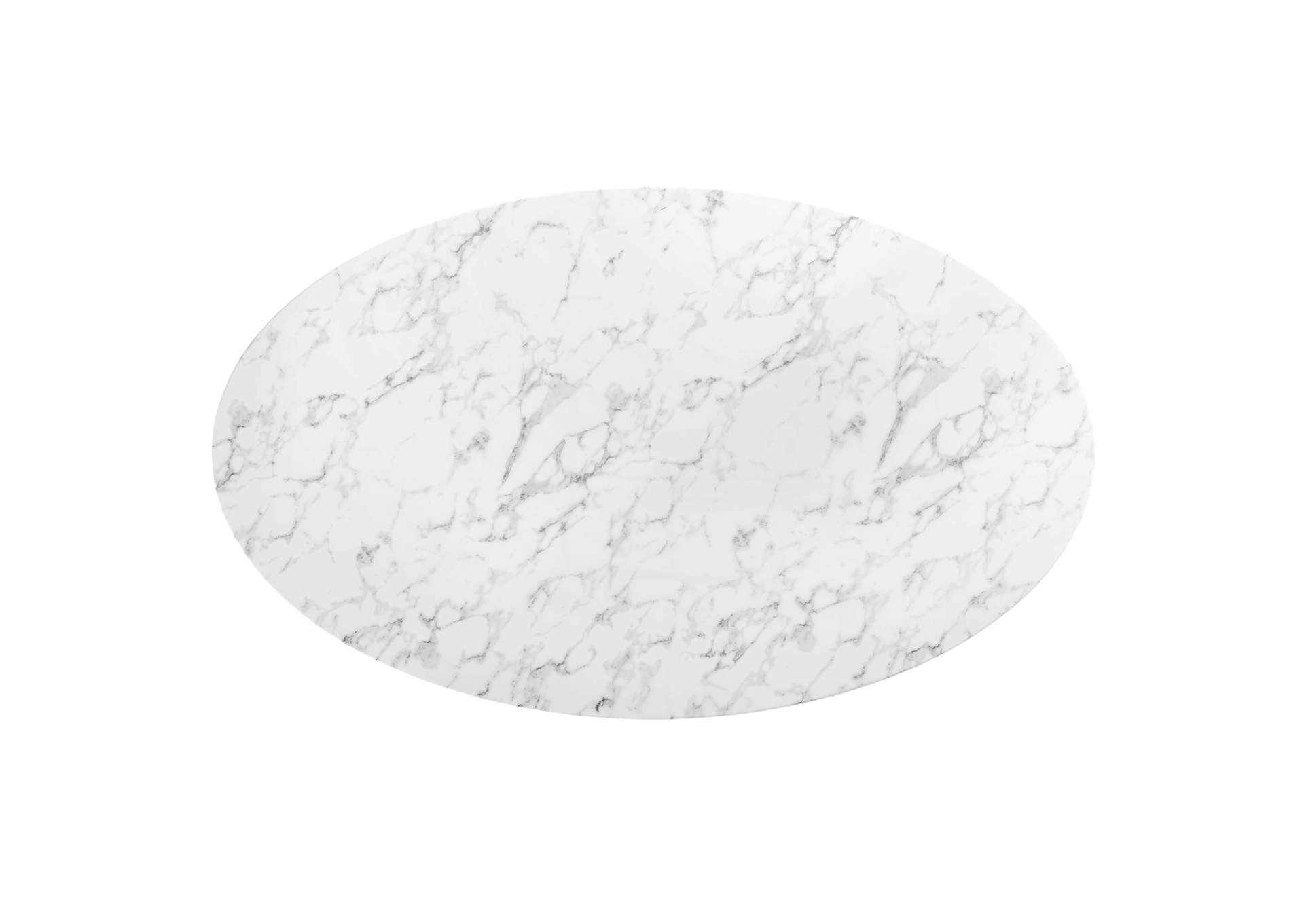 Black White Lippa 78" Oval Artificial Marble Dining Table,Modway