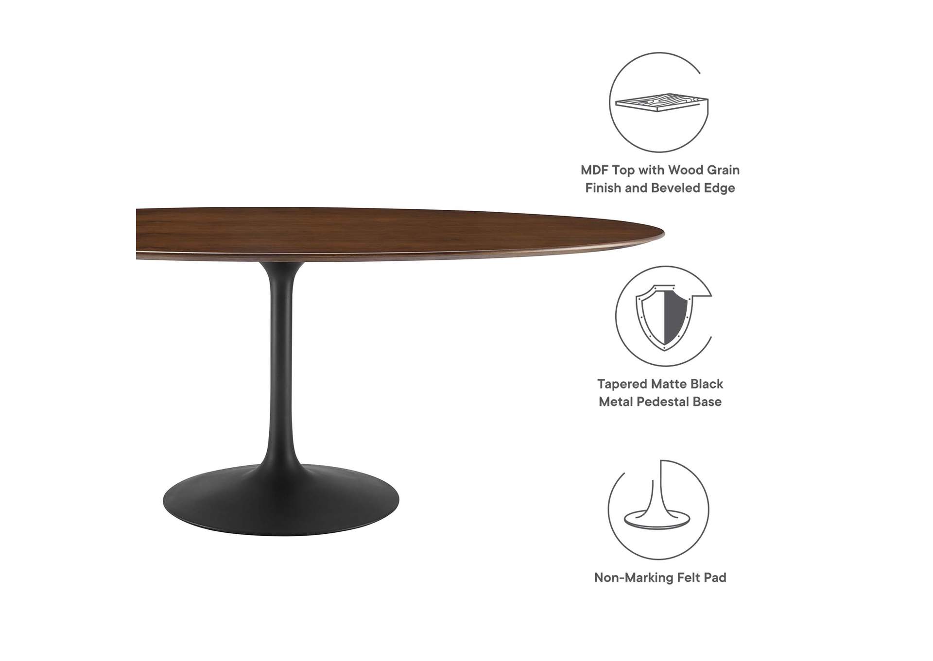 Black Walnut Lippa 78" Oval Wood Dining Table,Modway
