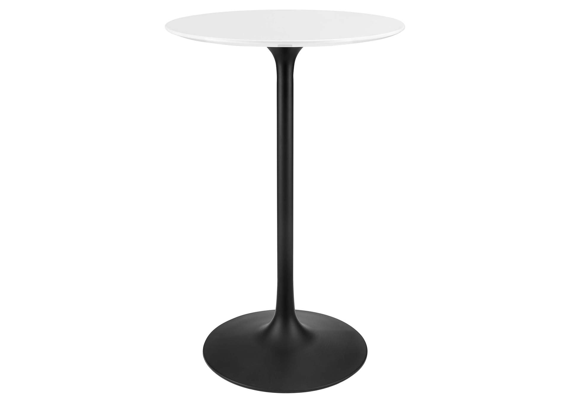 Black White Lippa 28" Round Wood Bar Table,Modway