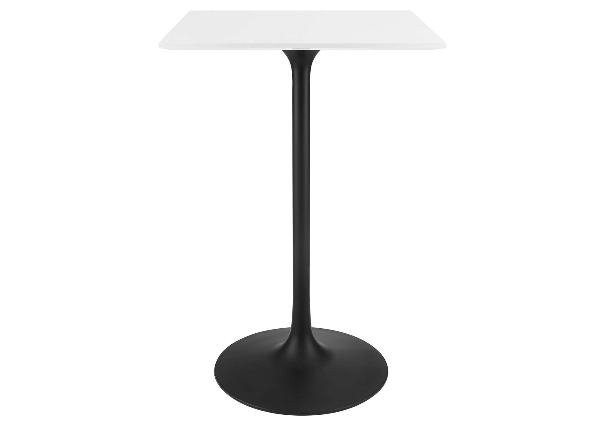 Black White Lippa 28" Square Wood Top Bar Table,Modway