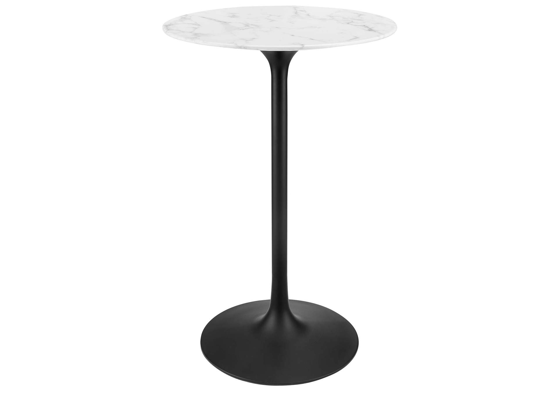 Black White Lippa 28" Round Artificial Marble Bar Table,Modway