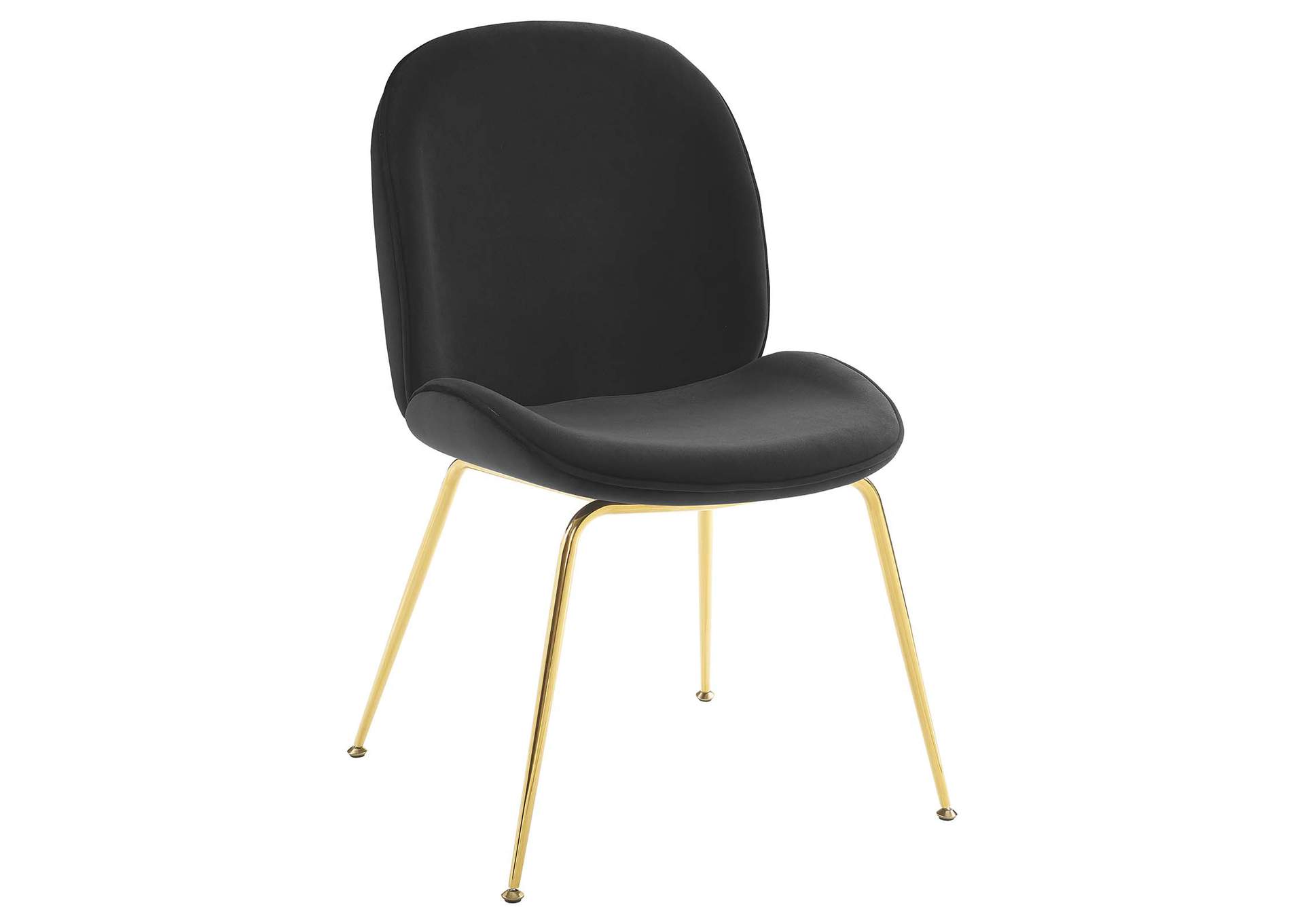 Black Scoop Gold Stainless Steel Leg Performance Velvet Dining Chair,Modway