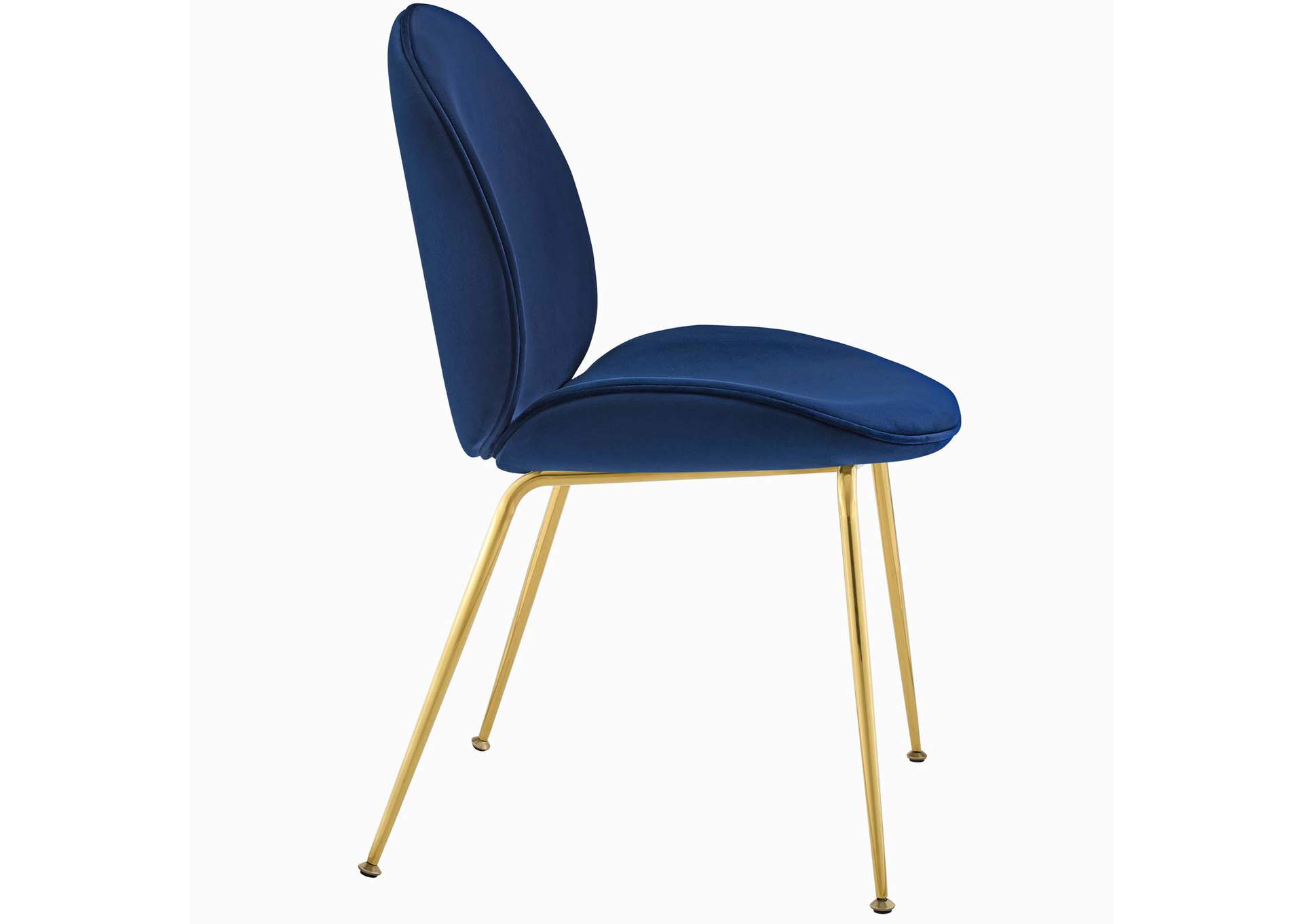 Navy Scoop Gold Stainless Steel Leg Performance Velvet Dining Chair,Modway