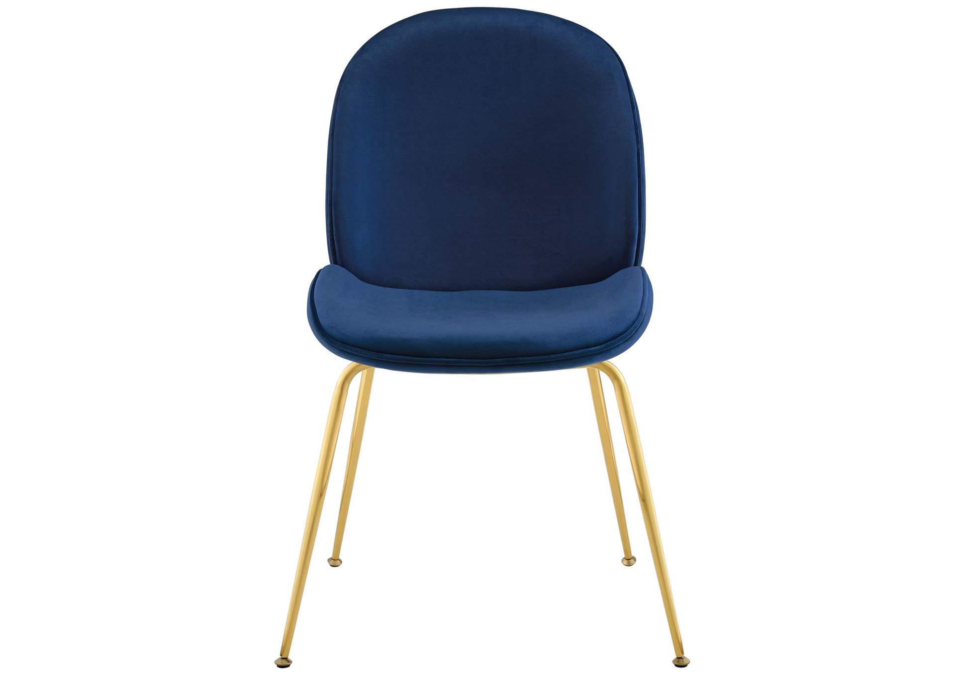 Navy Scoop Gold Stainless Steel Leg Performance Velvet Dining Chair,Modway