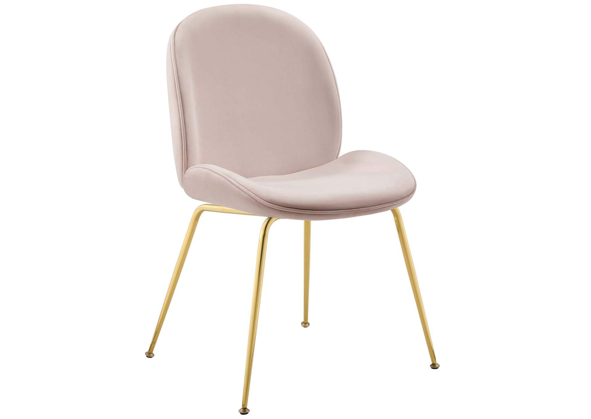 Pink Scoop Gold Stainless Steel Leg Performance Velvet Dining Chair,Modway