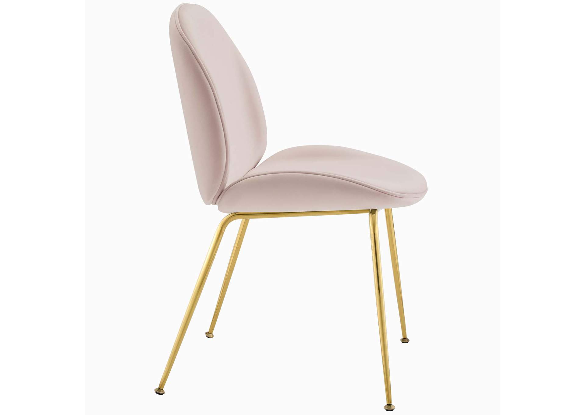 Pink Scoop Gold Stainless Steel Leg Performance Velvet Dining Chair,Modway