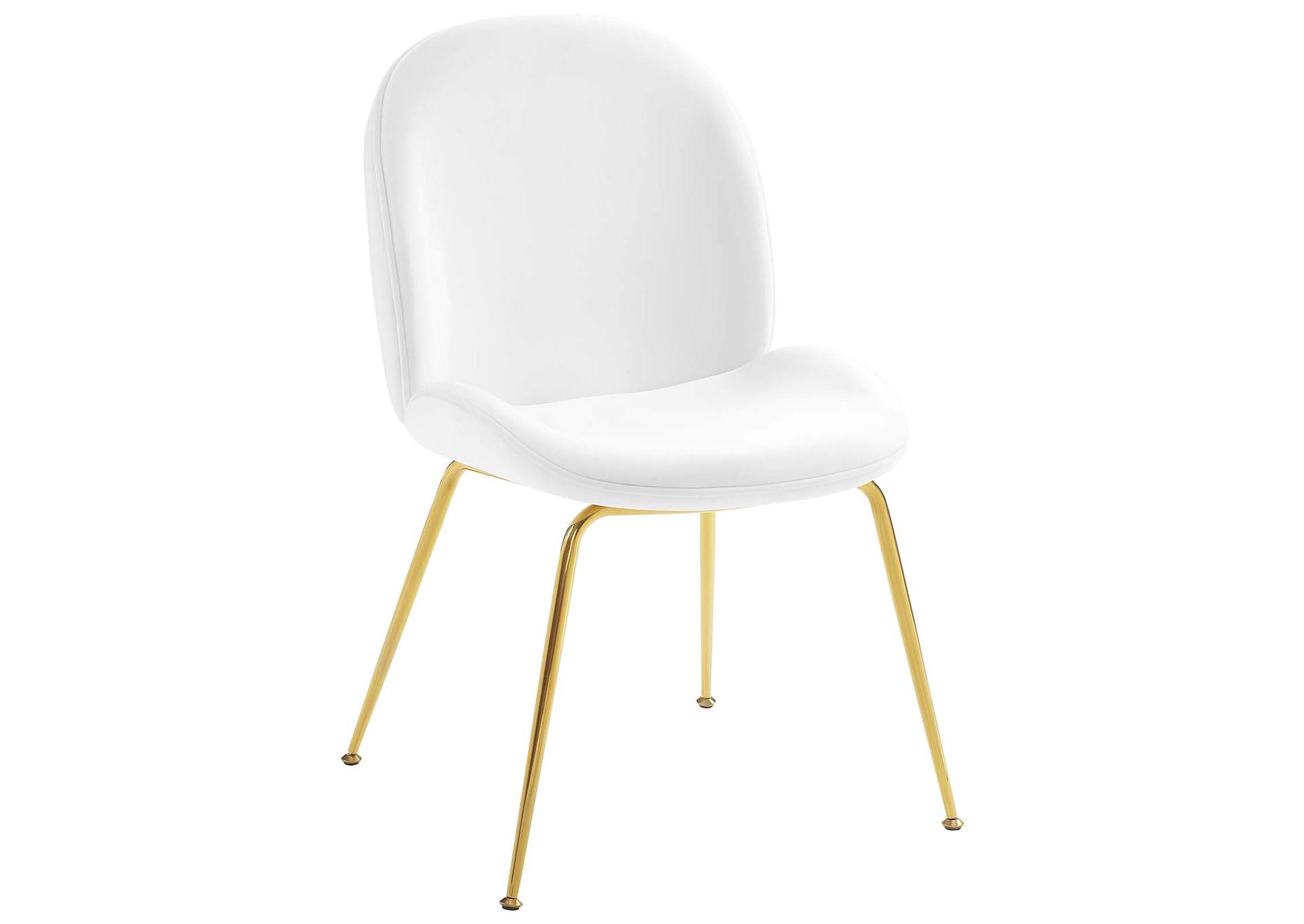 White Scoop Gold Stainless Steel Leg Performance Velvet Dining Chair,Modway