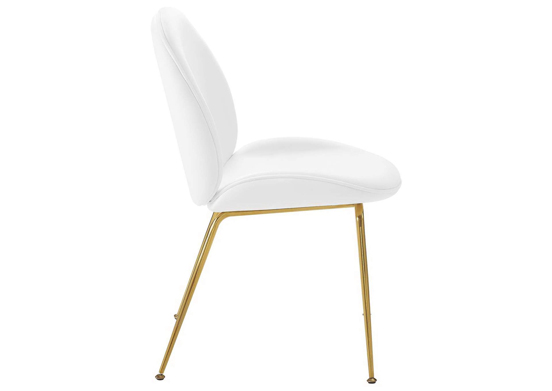 White Scoop Gold Stainless Steel Leg Performance Velvet Dining Chair,Modway