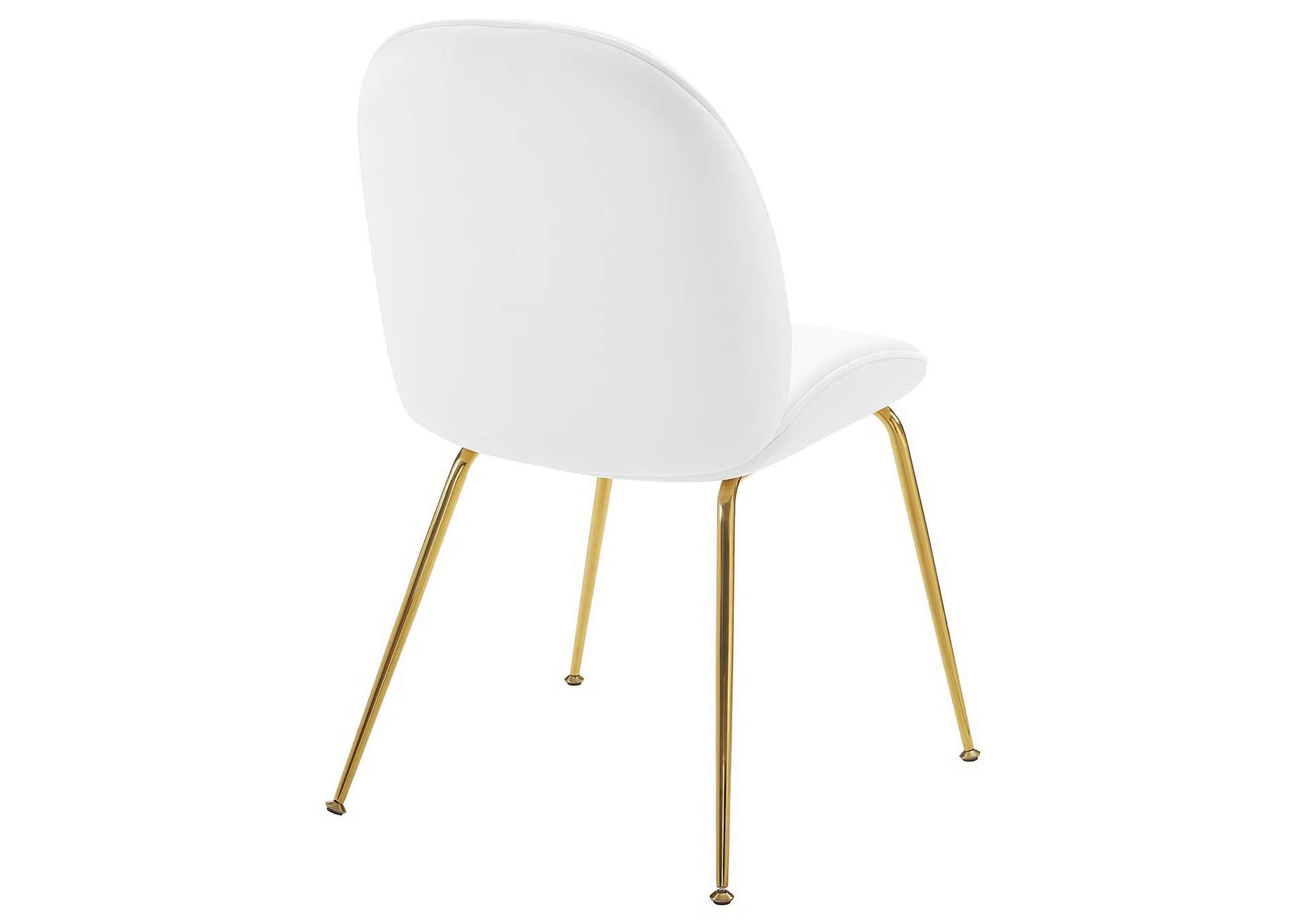 White Scoop Gold Stainless Steel Leg Performance Velvet Dining Chair,Modway