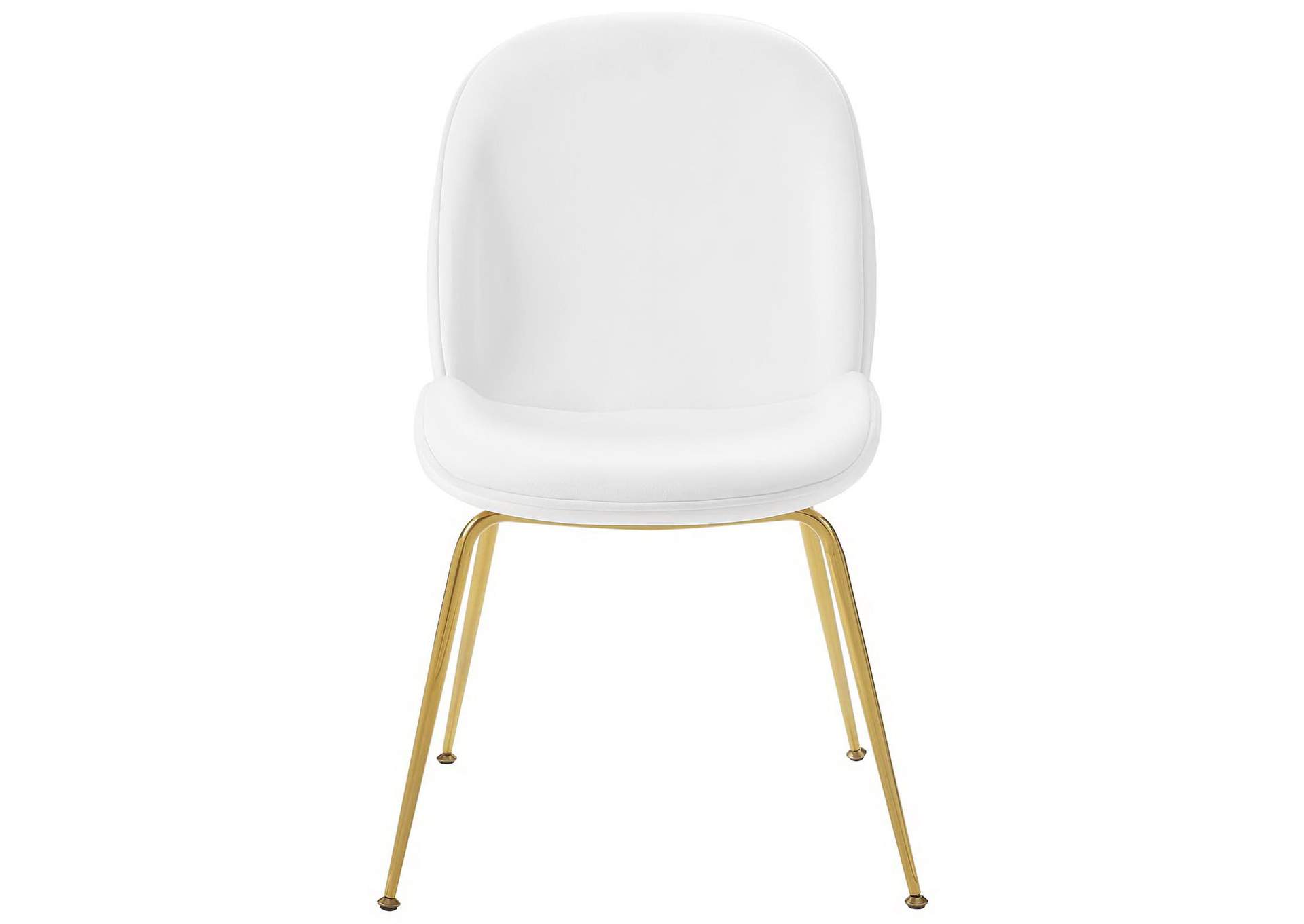White Scoop Gold Stainless Steel Leg Performance Velvet Dining Chair,Modway