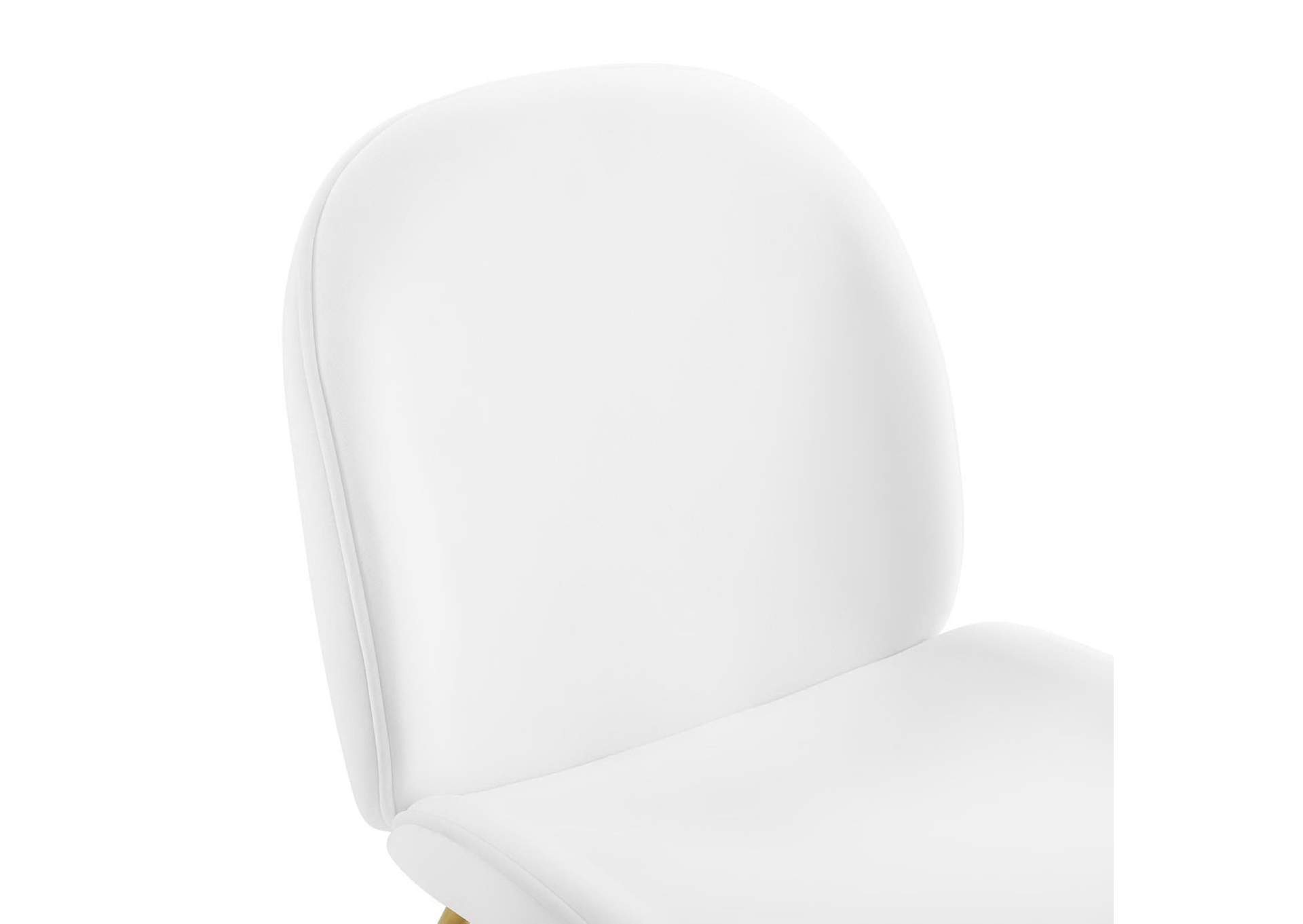 White Scoop Gold Stainless Steel Leg Performance Velvet Dining Chair,Modway